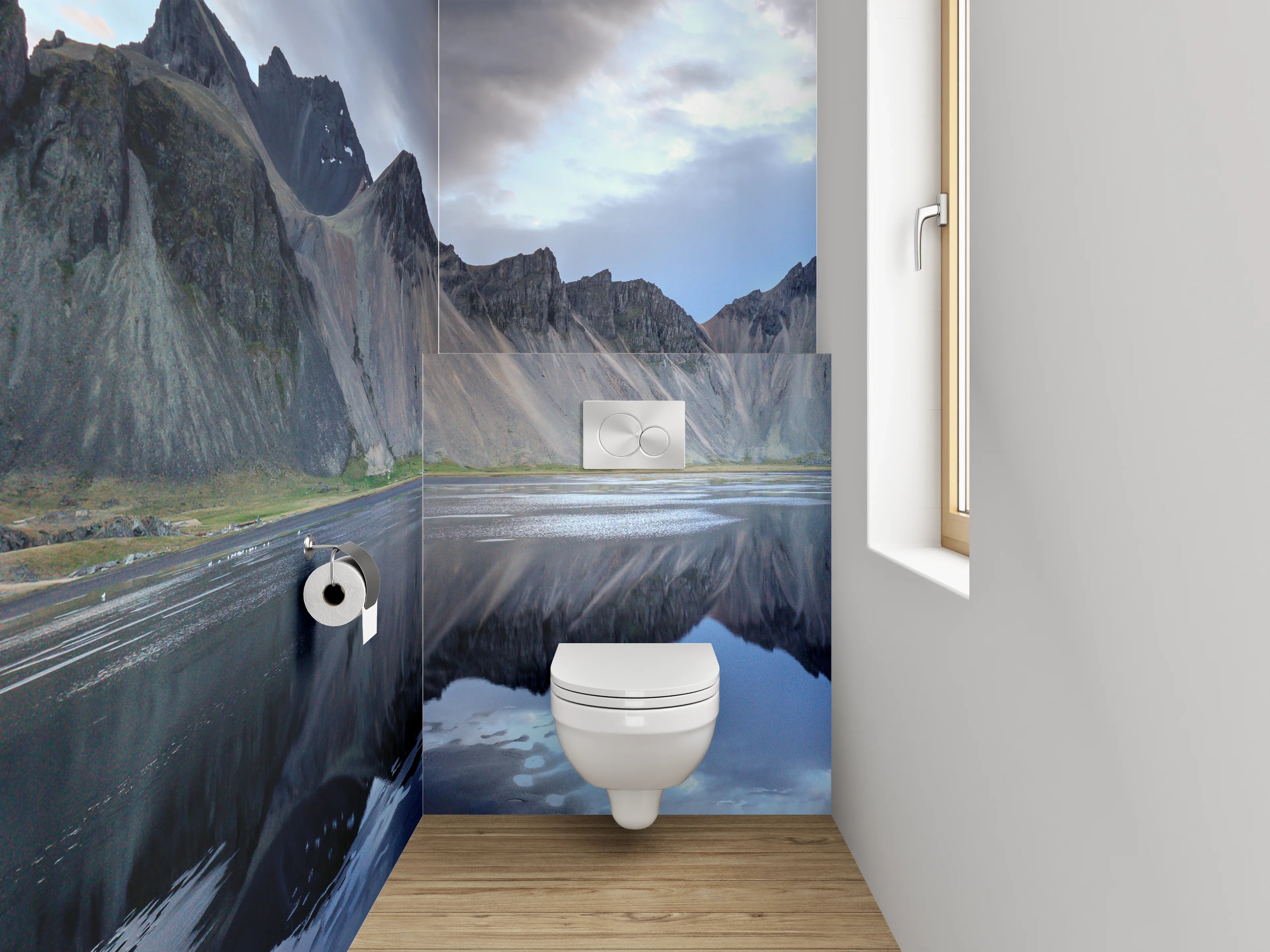 WC-Rückwand - Island Berge Spiegelung Panorama
