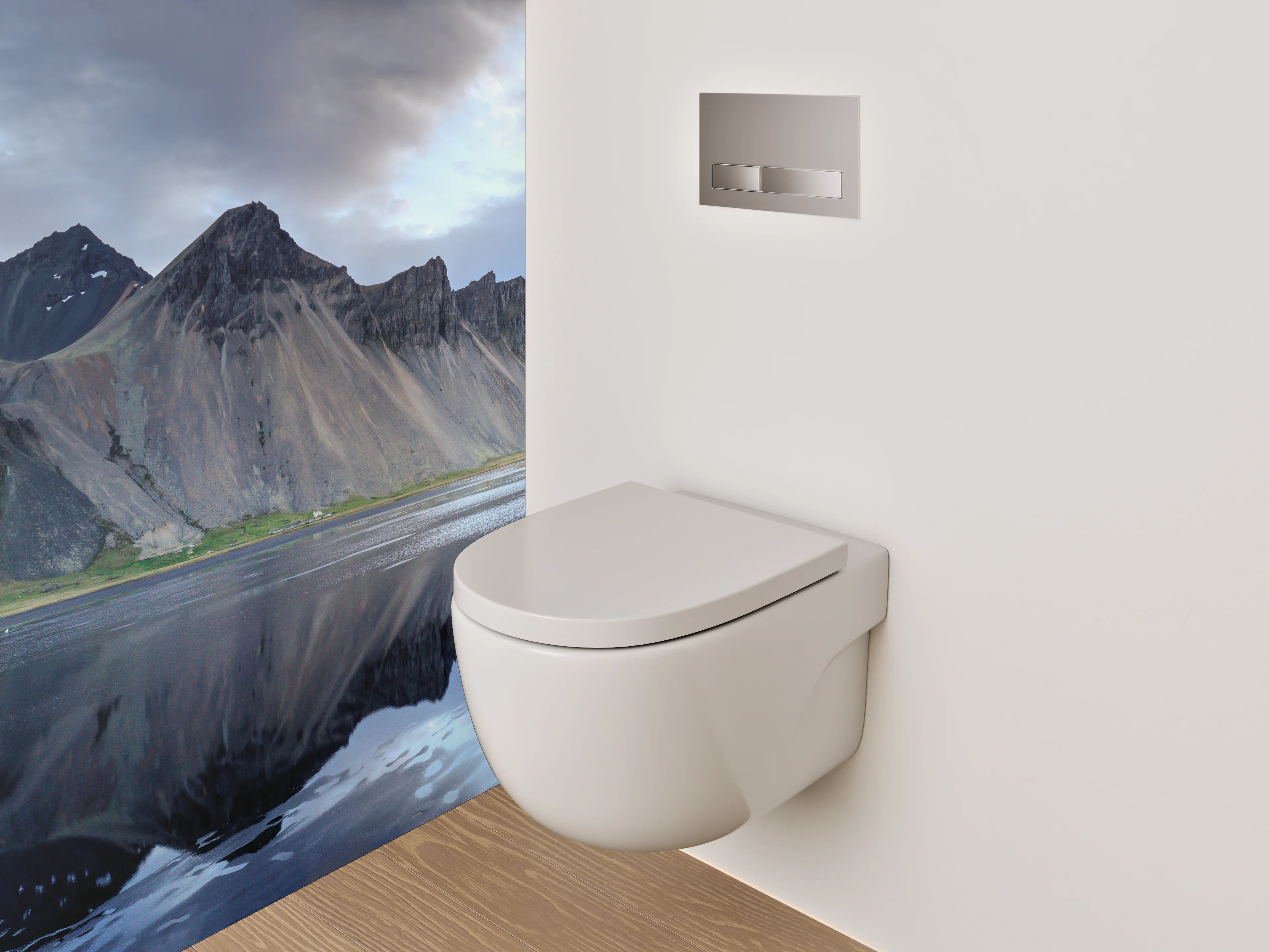 WC-Rückwand - Island Berge Spiegelung Panorama