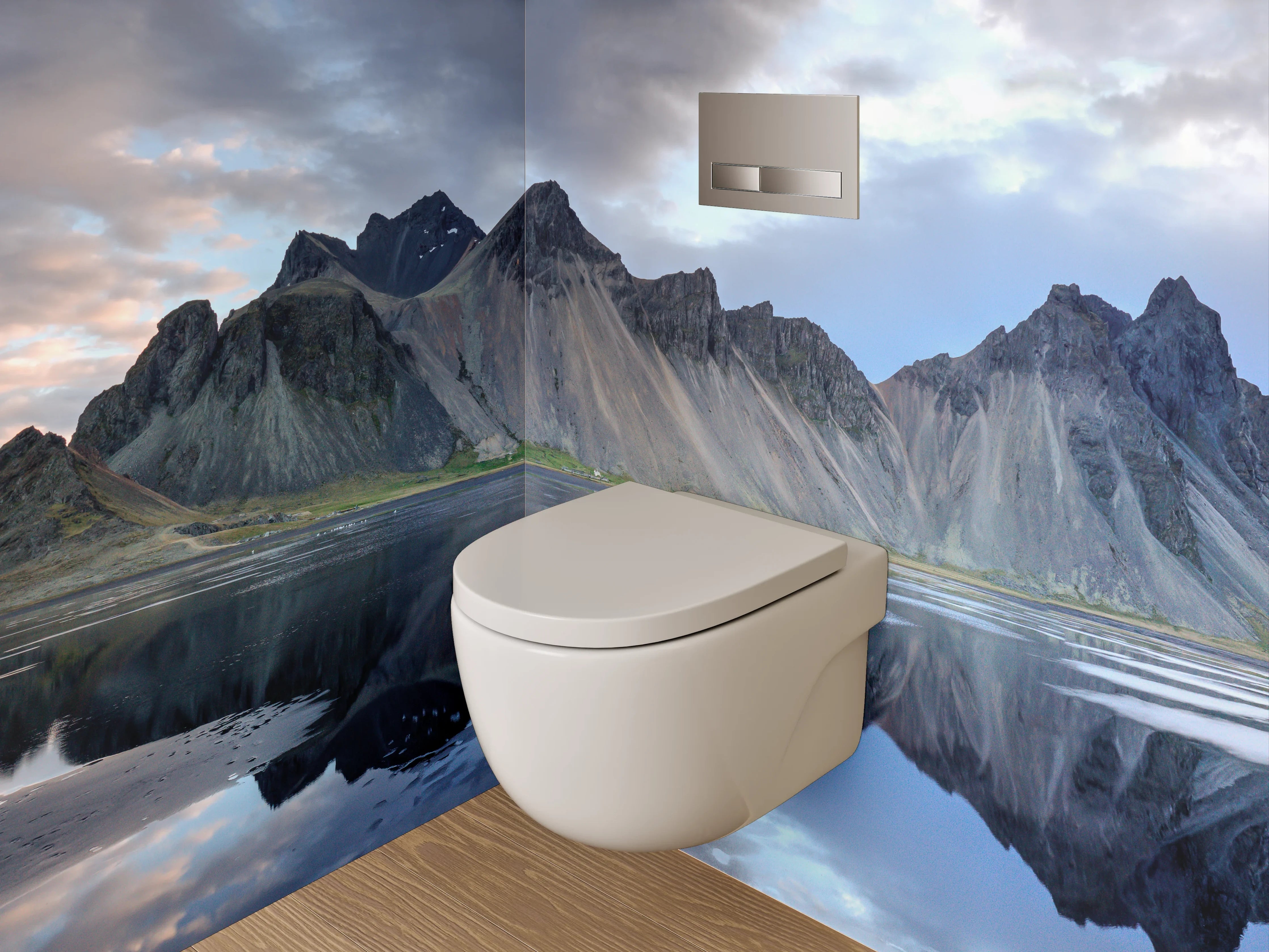 WC-Rückwand - Island Berge Spiegelung Panorama