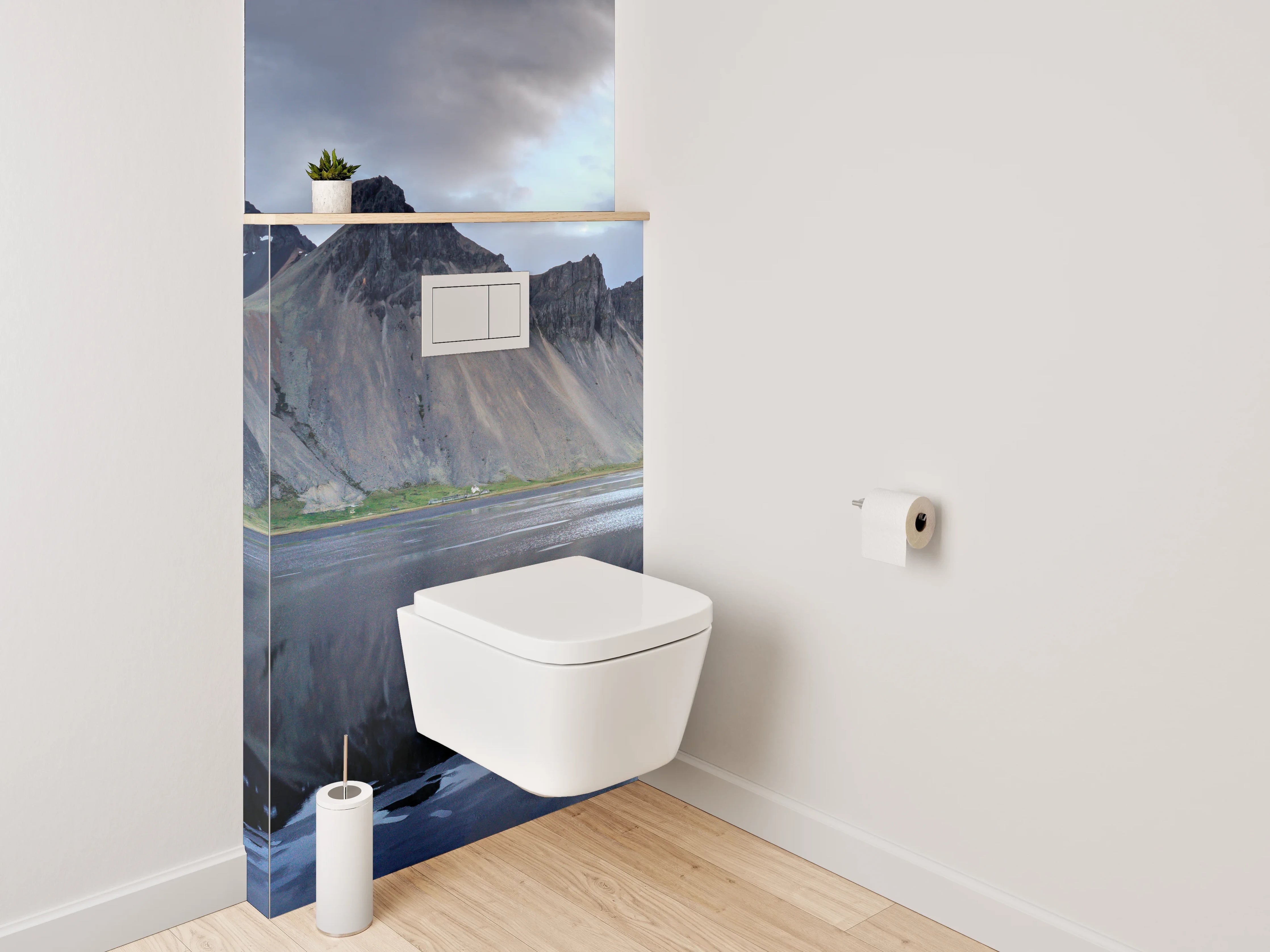 WC-Rückwand - Island Berge Spiegelung Panorama