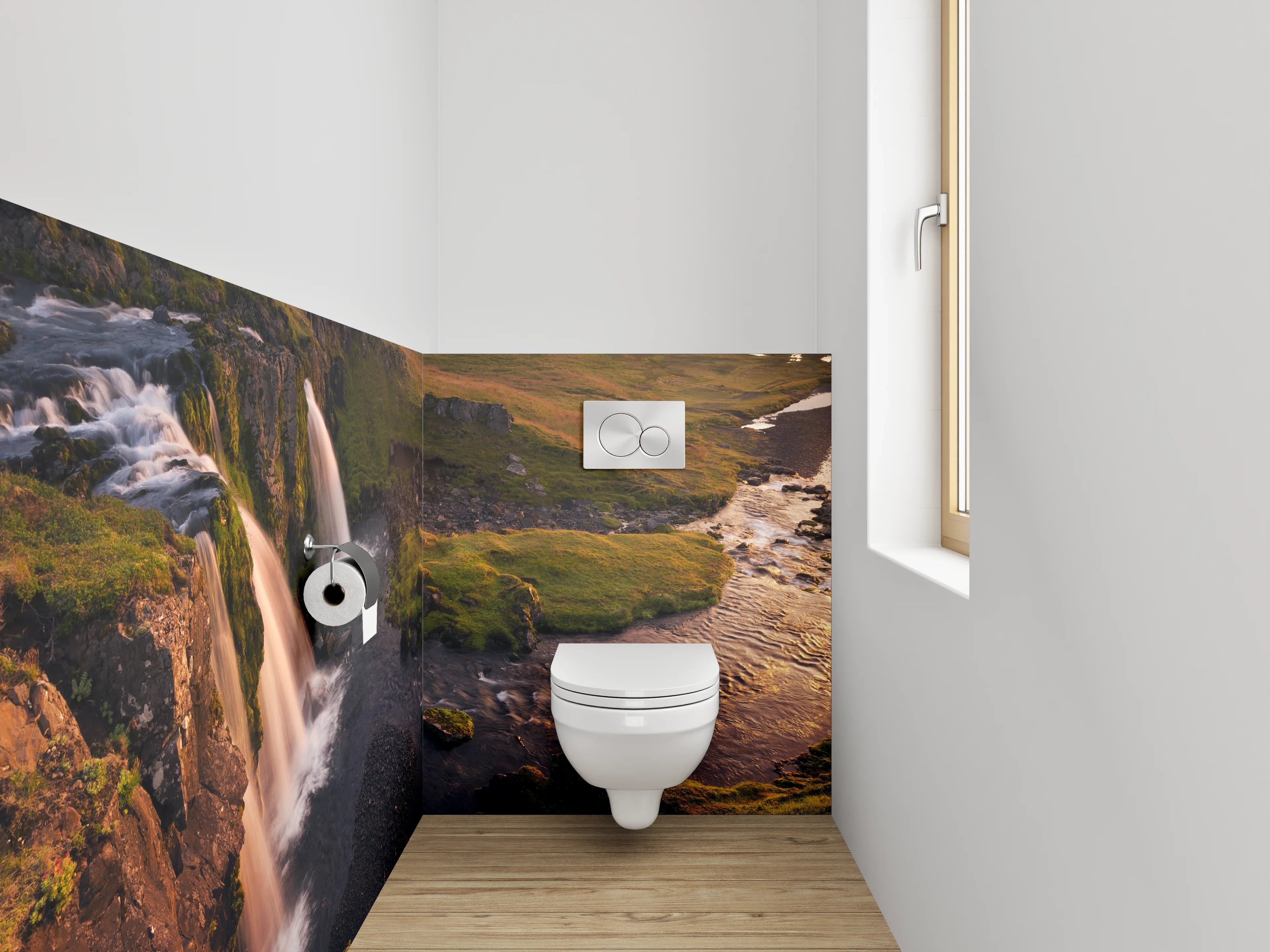 WC-Rückwand - Island Wasserfall am Berg Kirkjufell