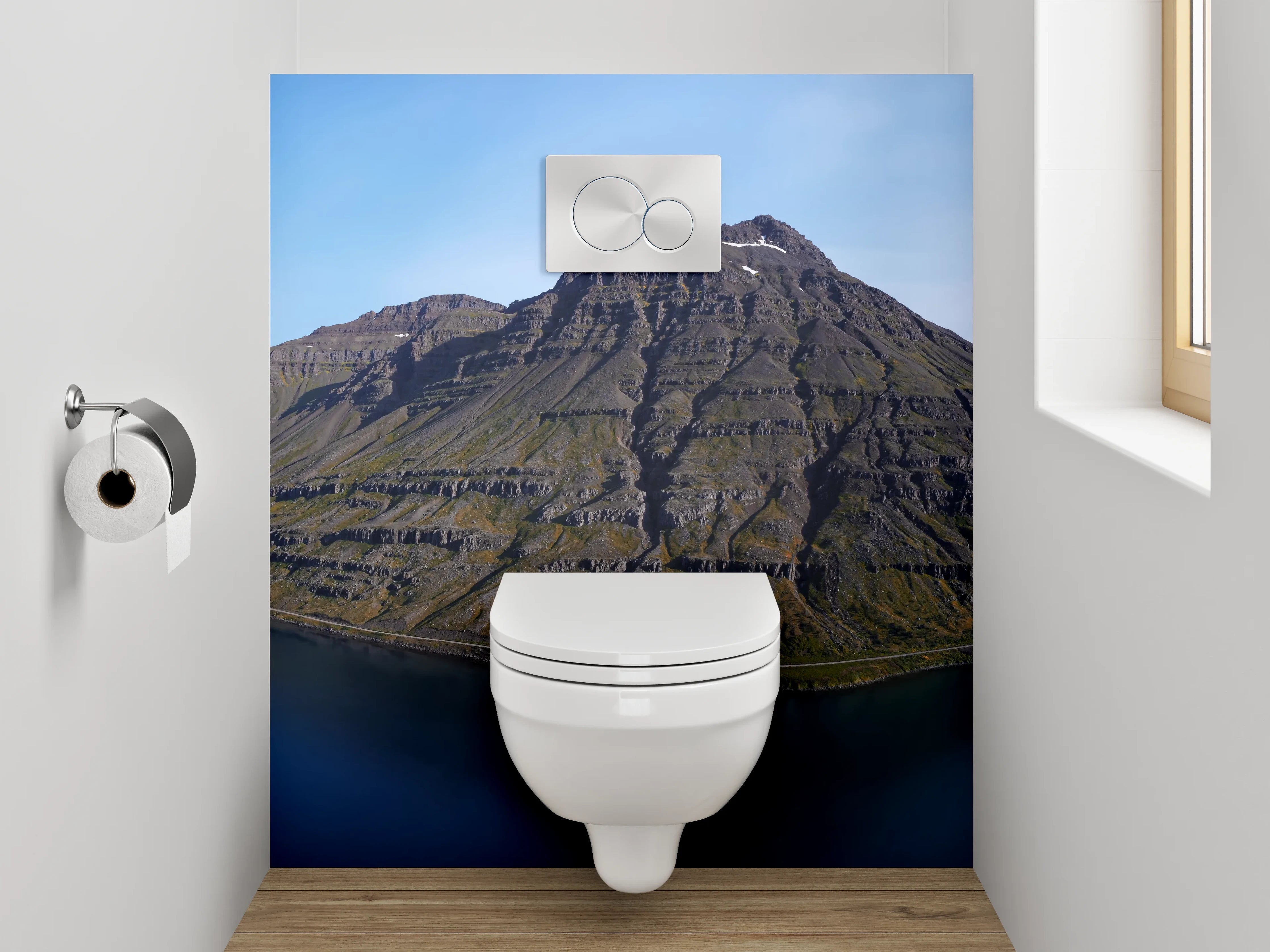 WC-Rückwand - Islandberg am Fjord Panorama