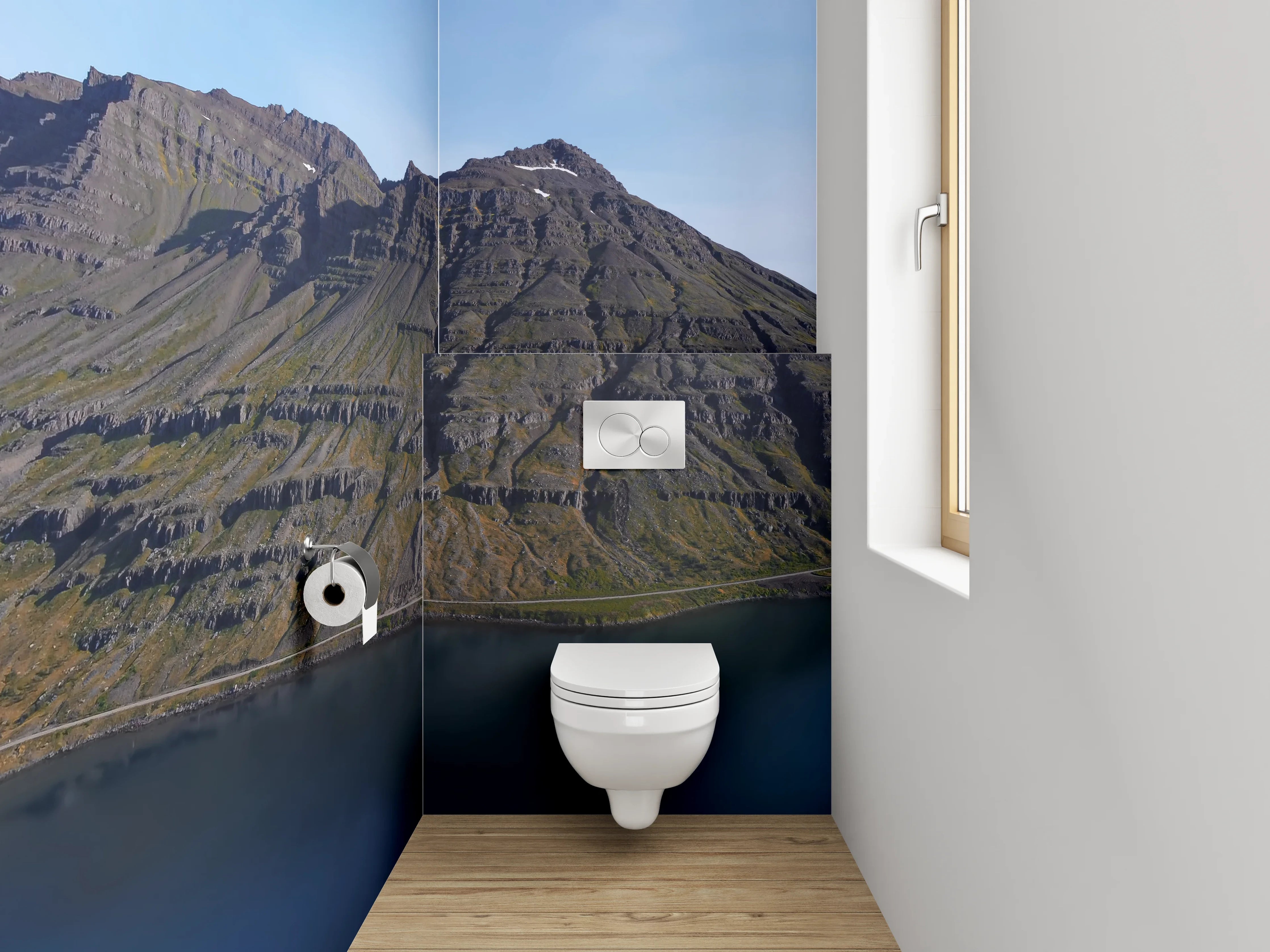 WC-Rückwand - Islandberg am Fjord Panorama