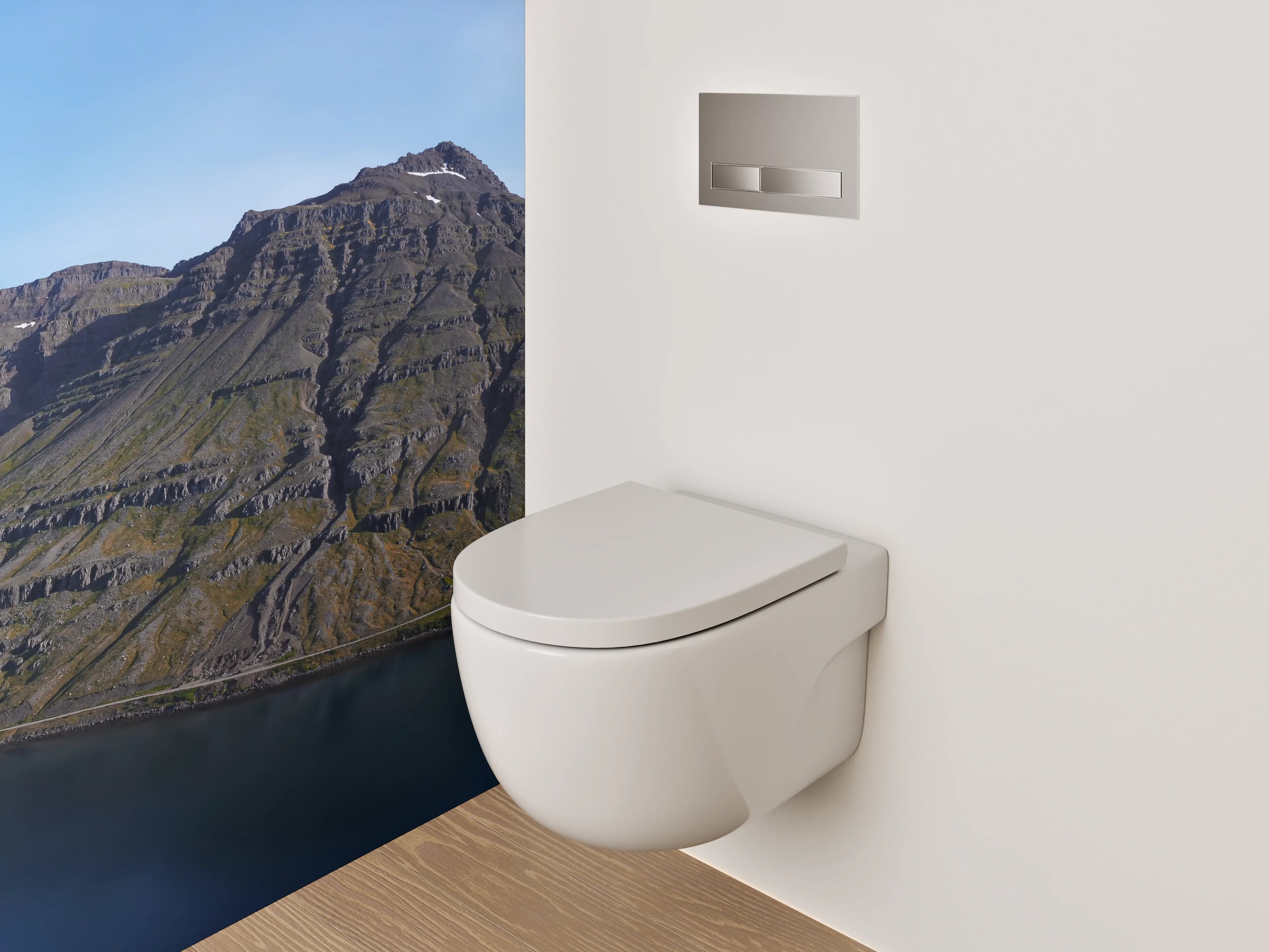 WC-Rückwand - Islandberg am Fjord Panorama