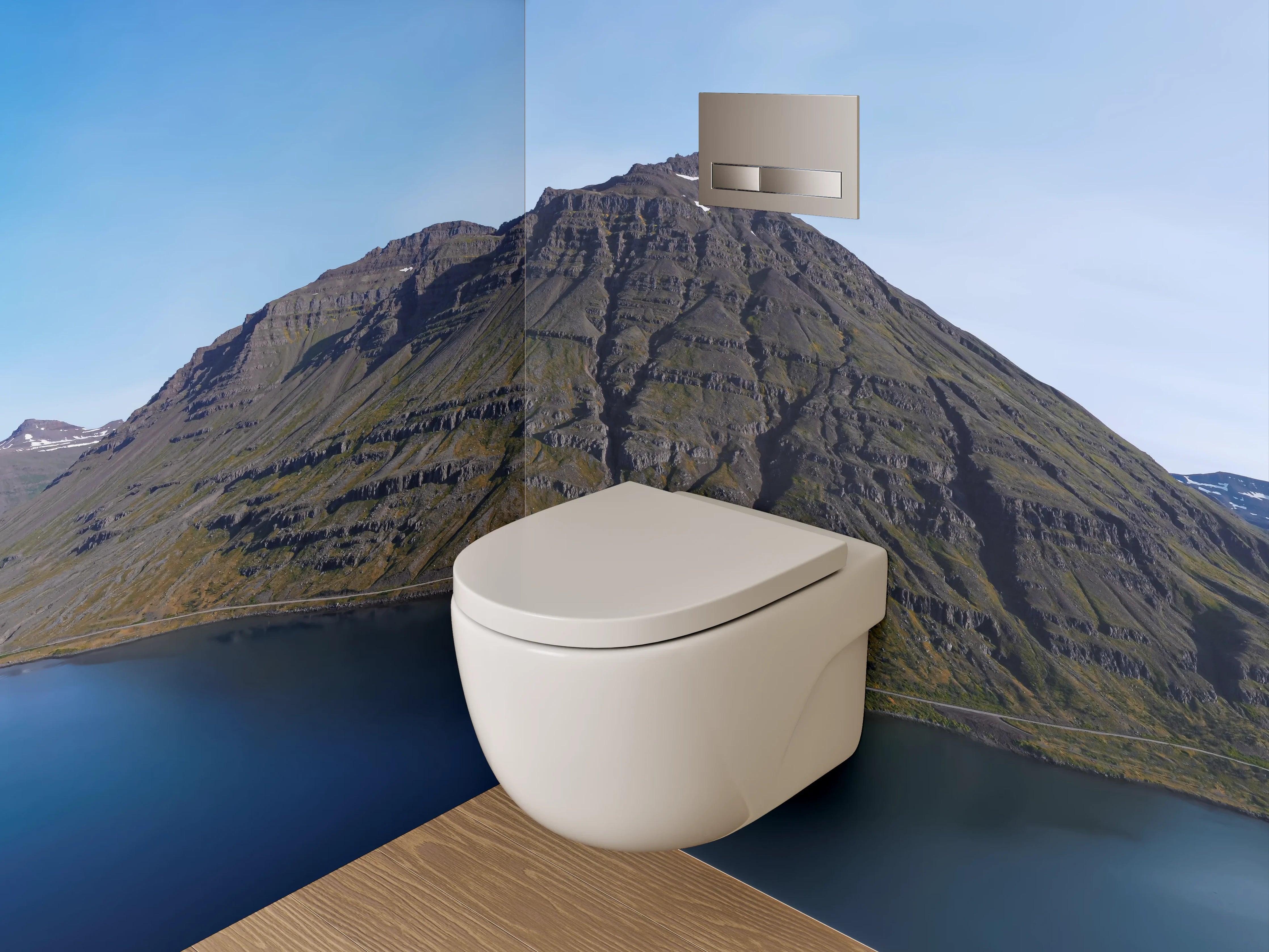 WC-Rückwand - Islandberg am Fjord Panorama