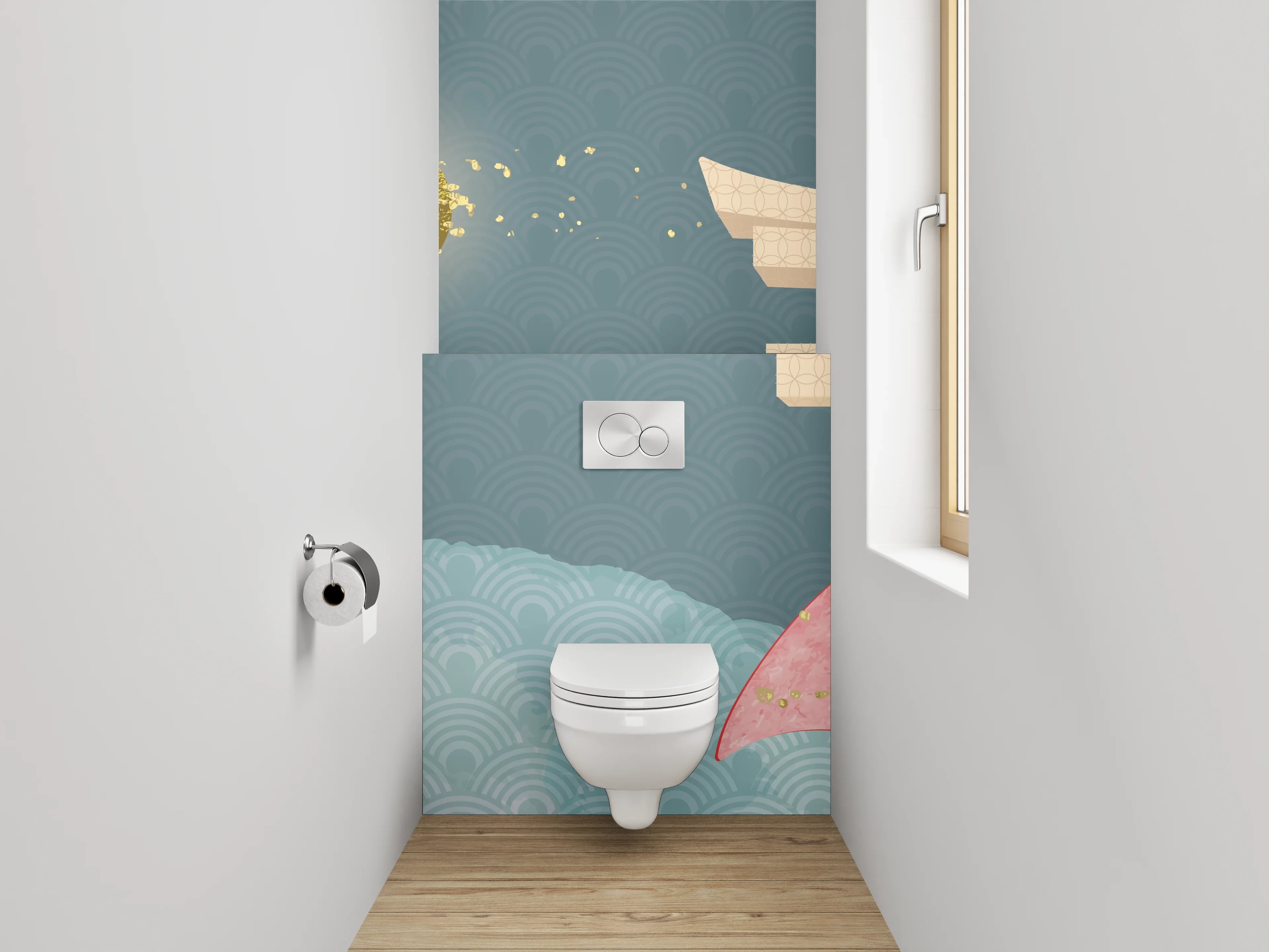 WC-Rückwand - Japanische Fuchs-Illustration Kunst
