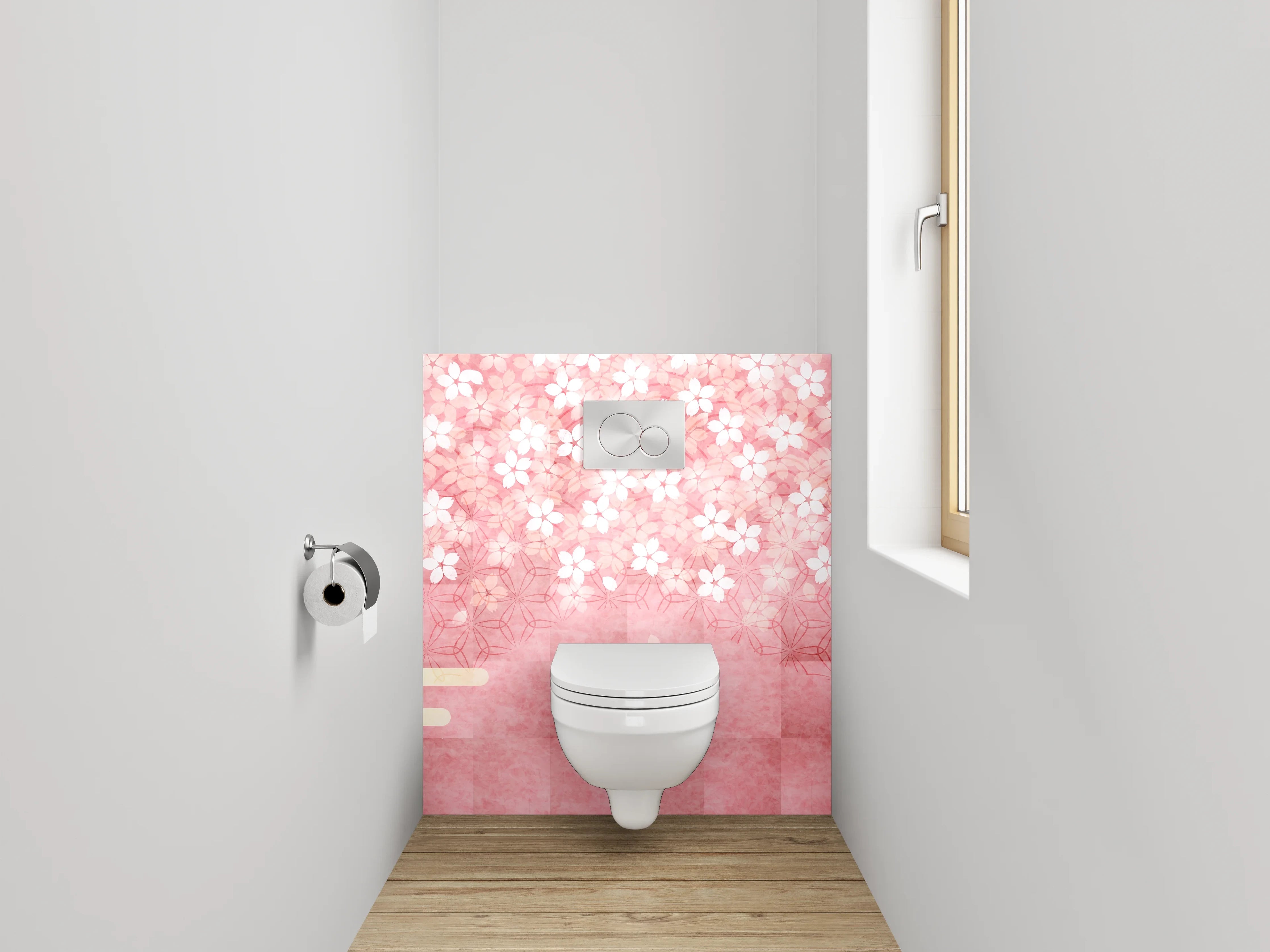 WC-Rückwand - Japanische Kirschblütenmuster Rosa Gold
