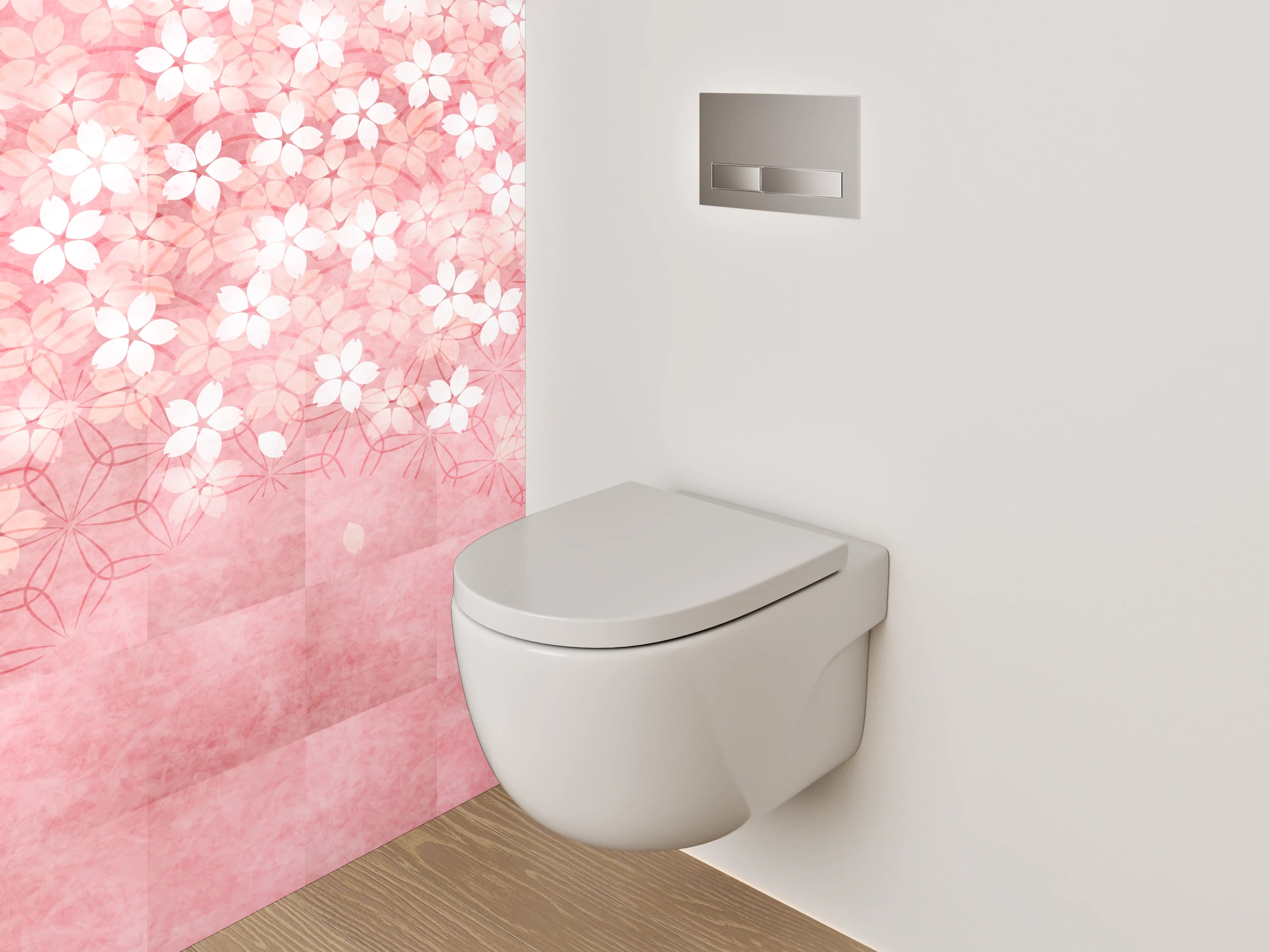 WC-Rückwand - Japanische Kirschblütenmuster Rosa Gold