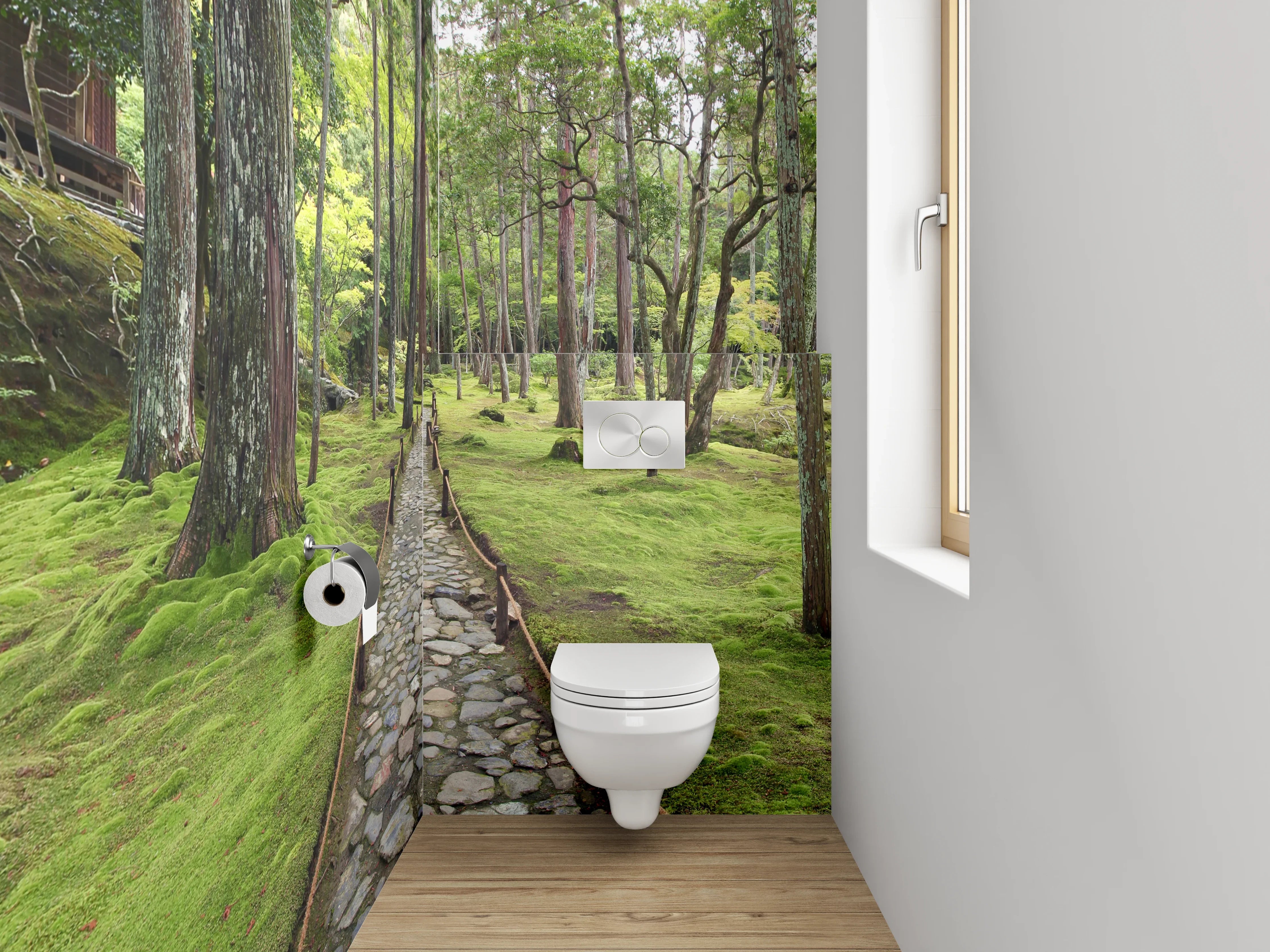 WC-Rückwand - Japanischer Zen-Garten Waldweg Panorama
