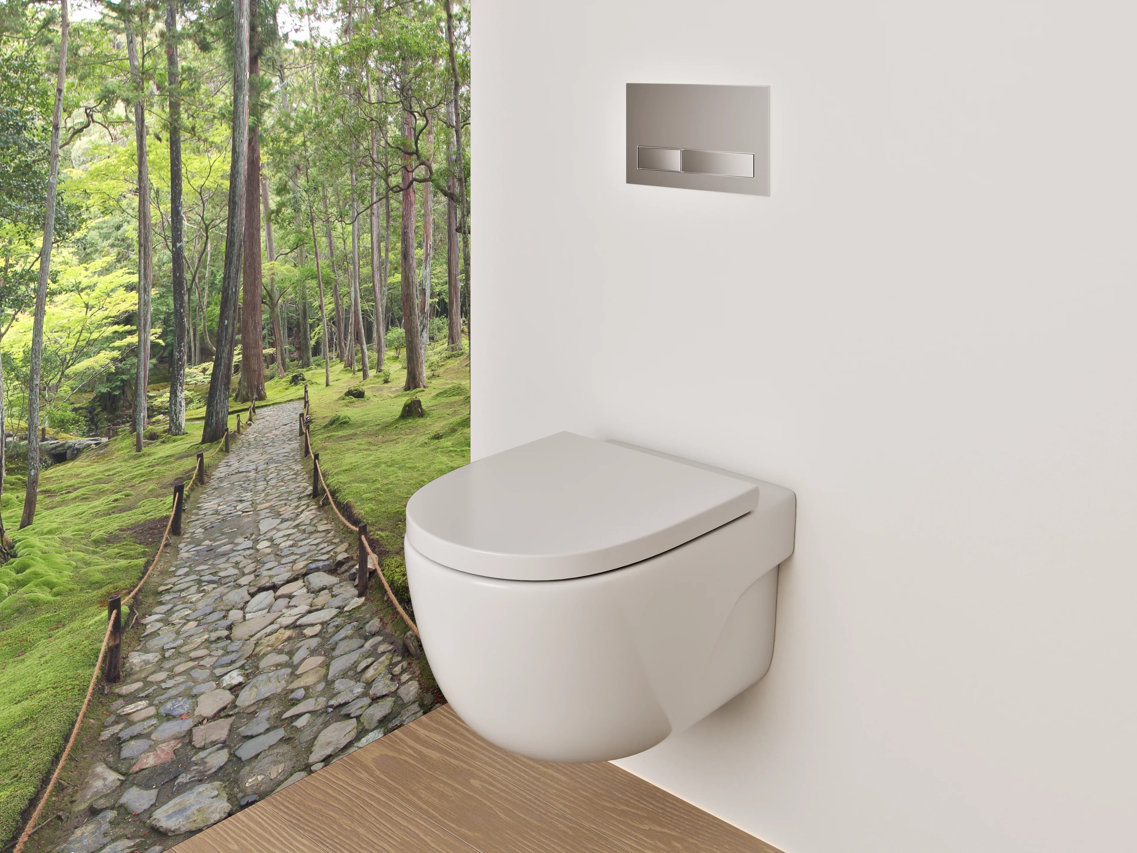 WC-Rückwand - Japanischer Zen-Garten Waldweg Panorama