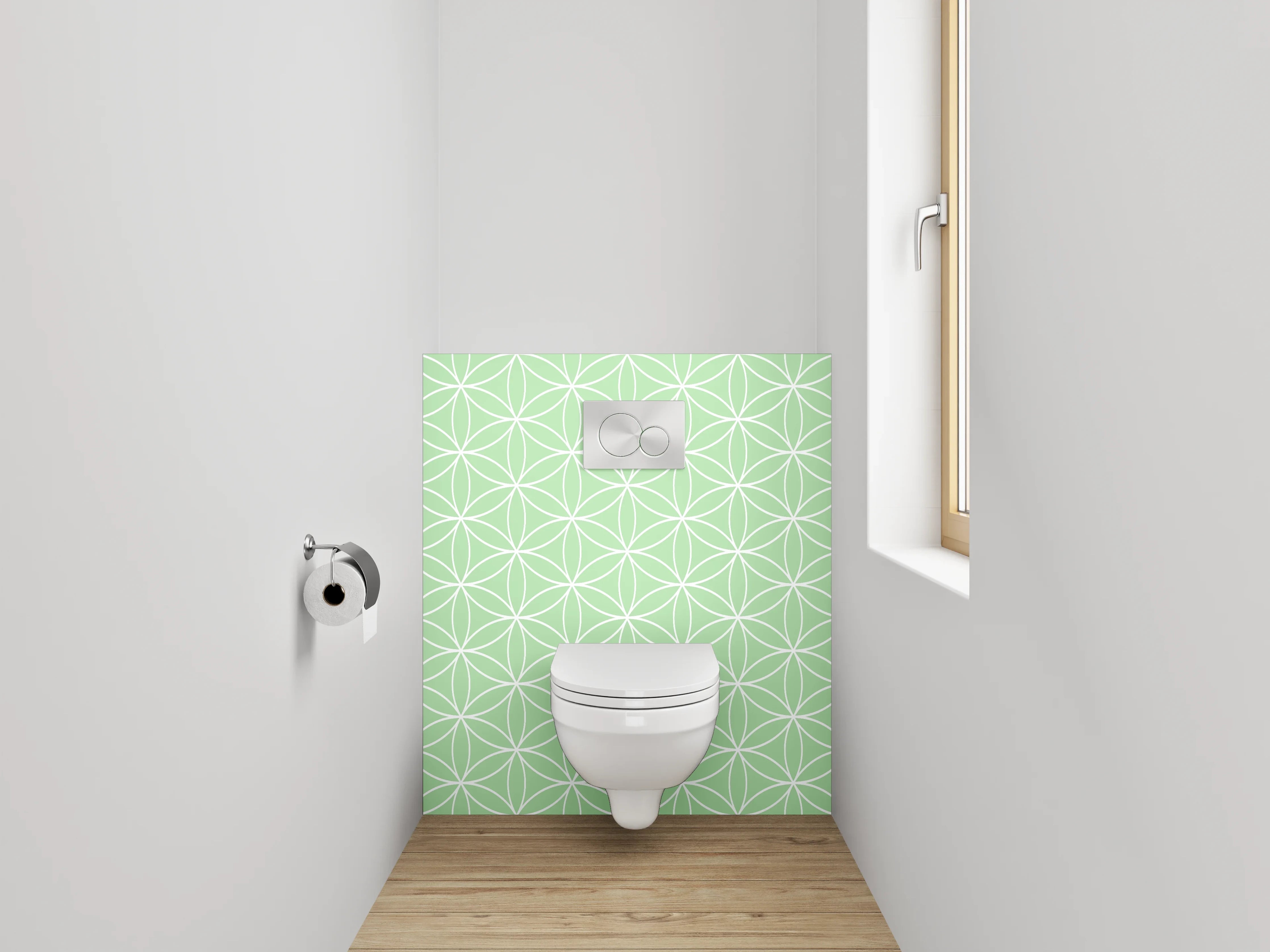 WC-Rückwand - Japanisches Asanoha-Muster Grün Weiß