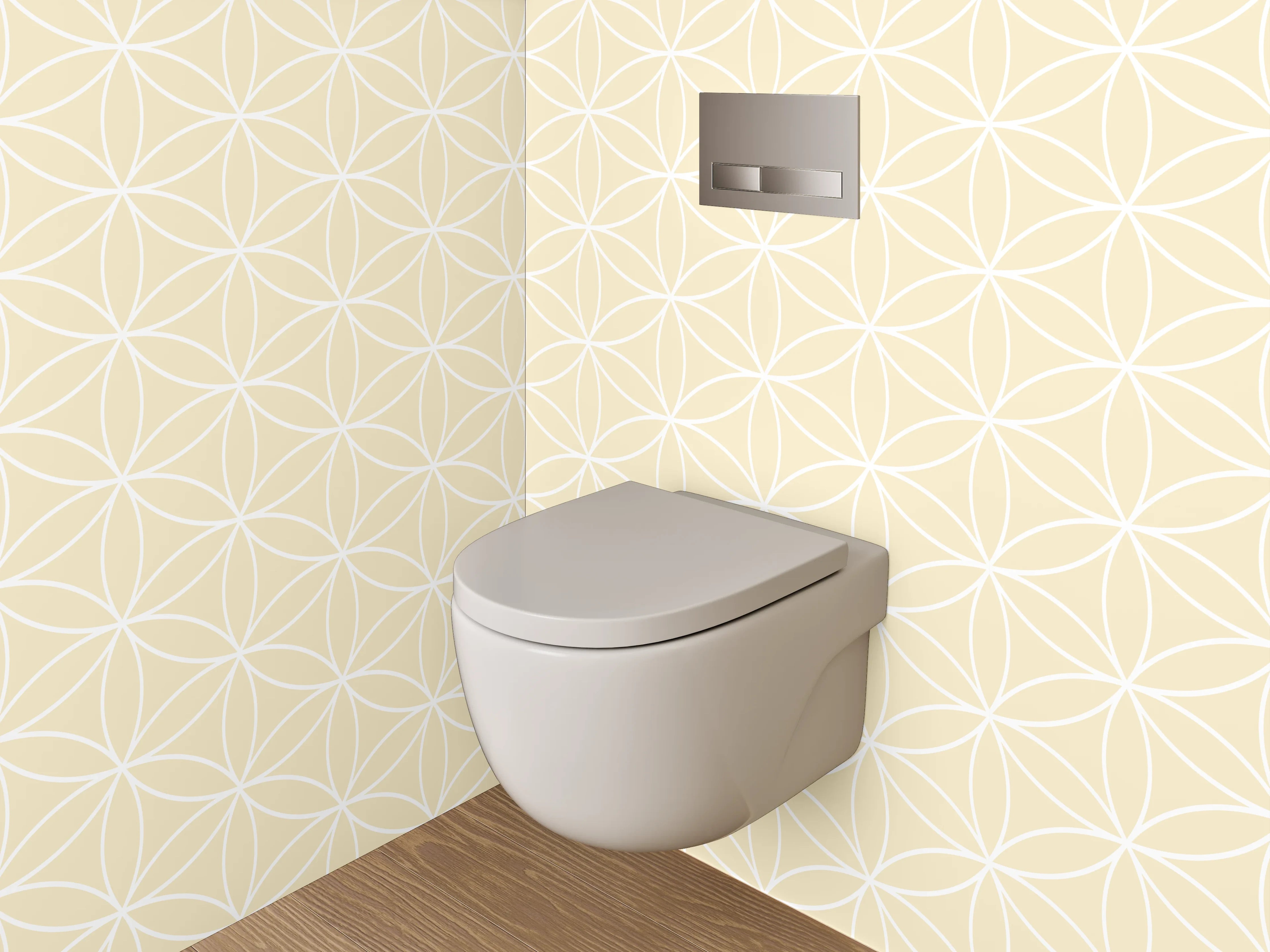 WC-Rückwand - Japanisches Wellenmuster Beige