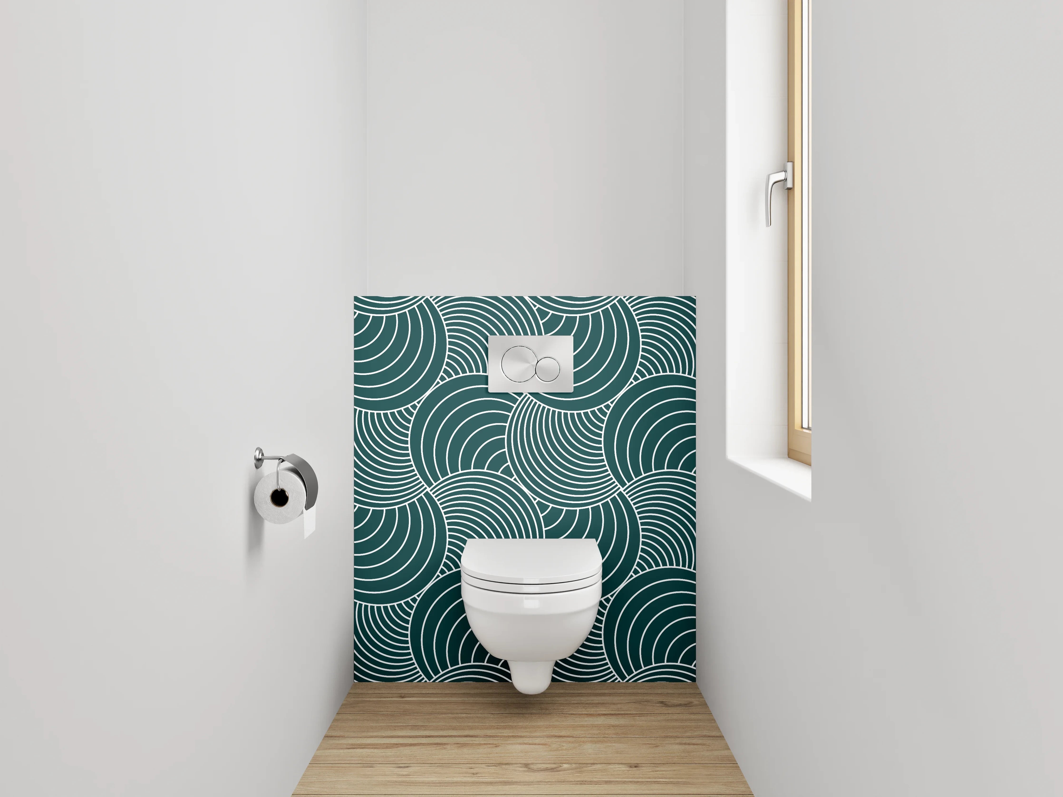 WC-Rückwand - Japanisches Wellenmuster Grafik Blaugrün