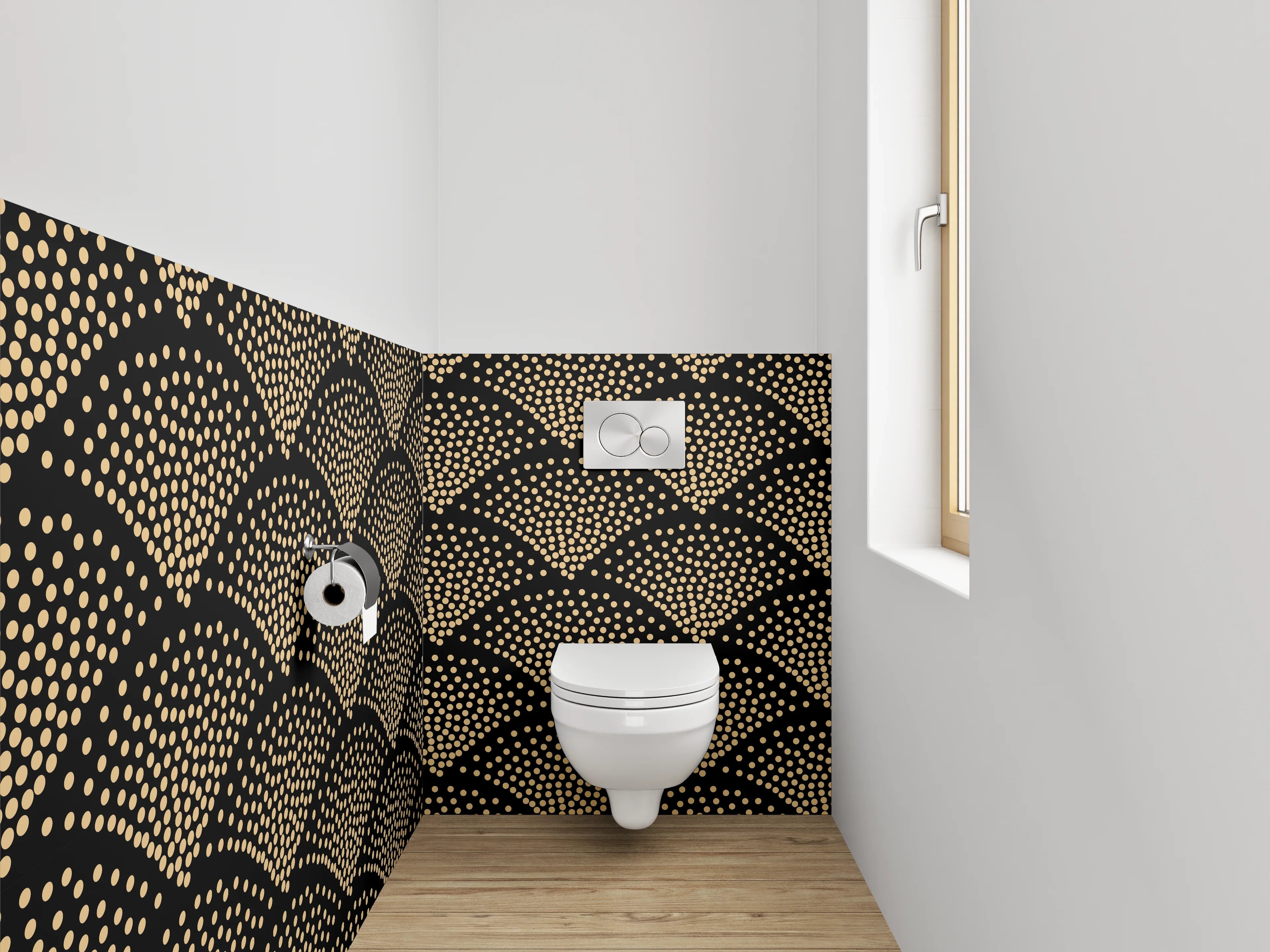 WC-Rückwand - Japanisches Wellenmuster Retro-Optik