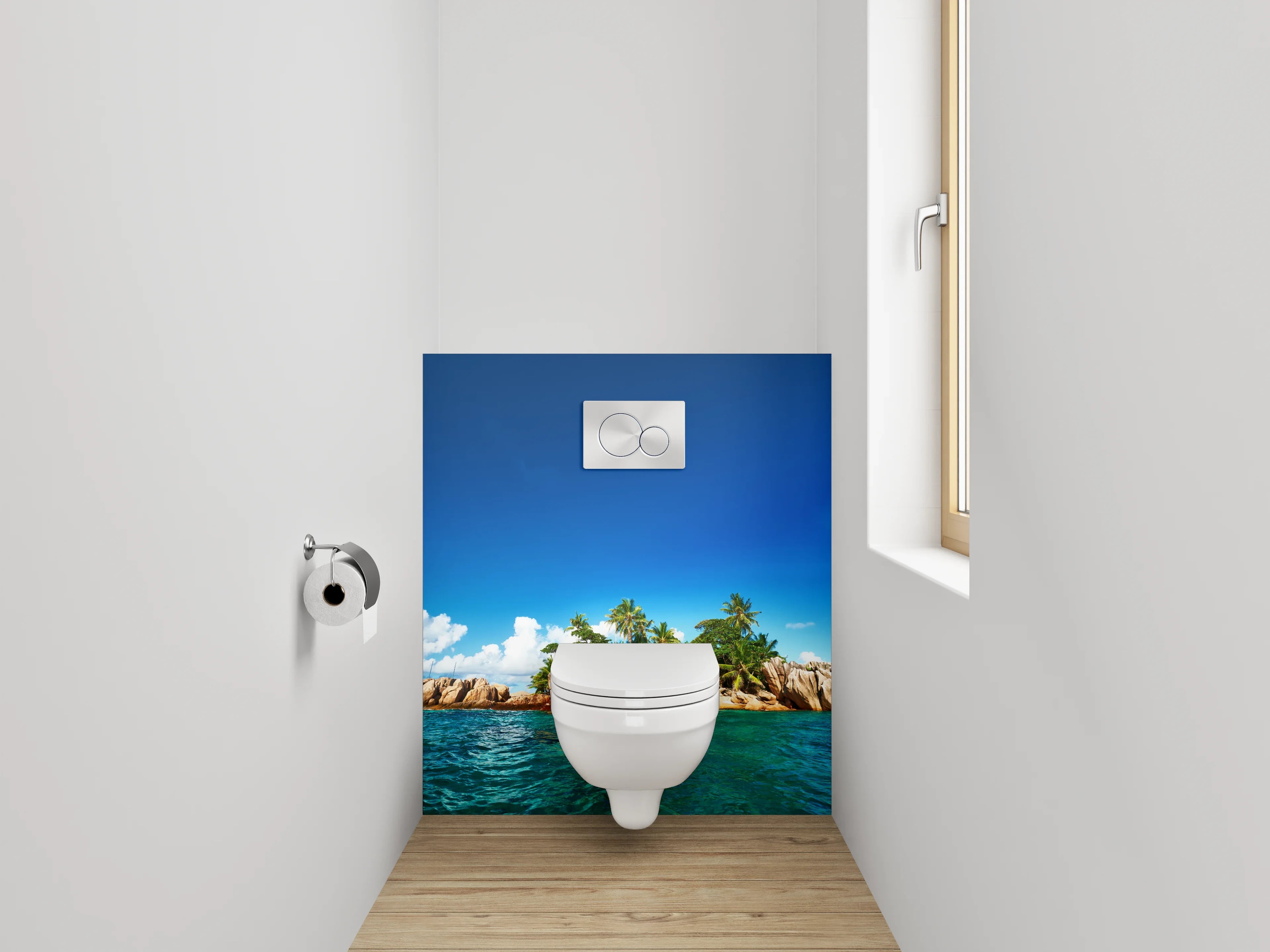 WC-Rückwand - Karibik Insel Paradies – Palmen & Meer