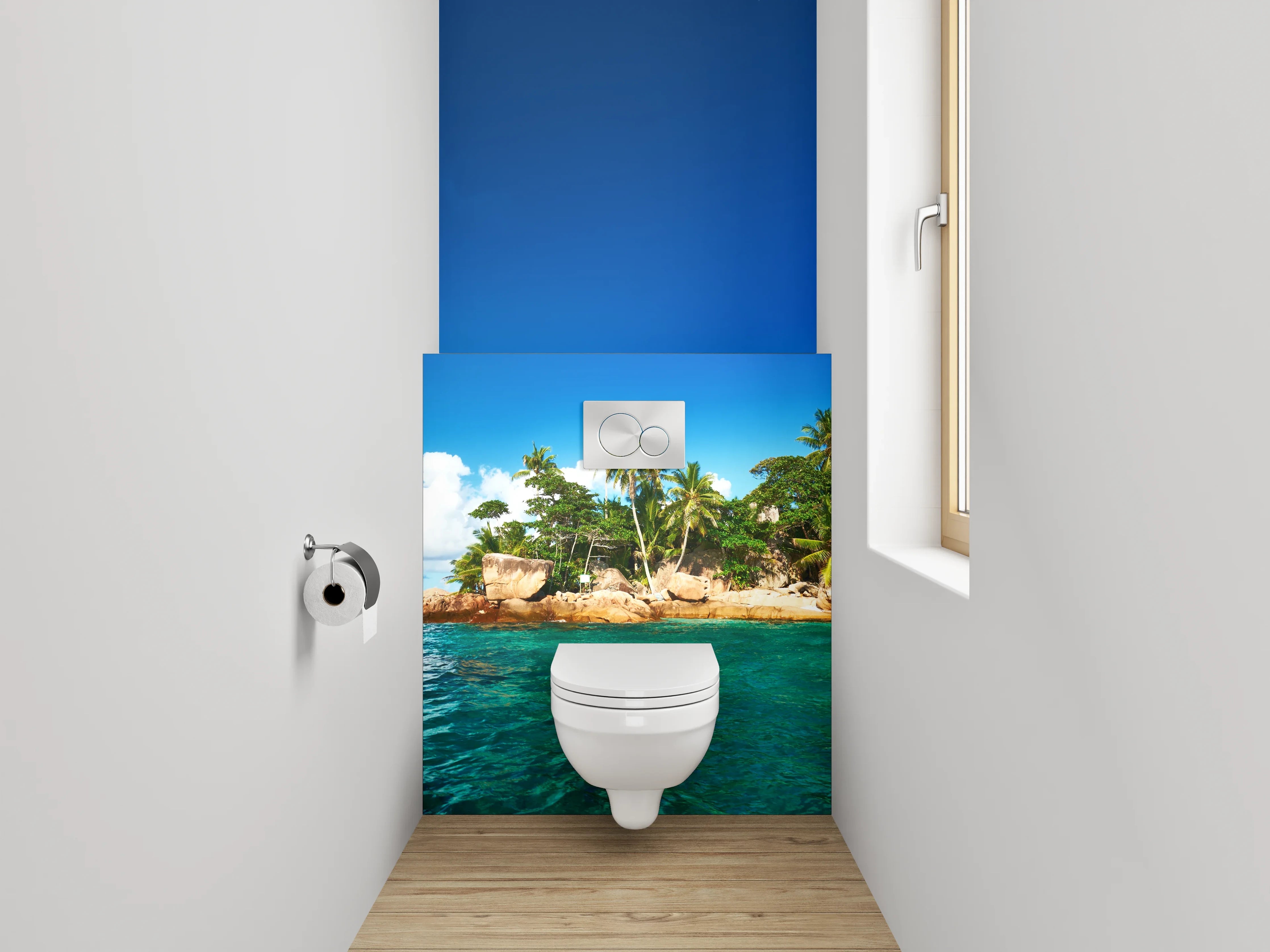 WC-Rückwand - Karibik Insel Paradies – Palmen & Meer