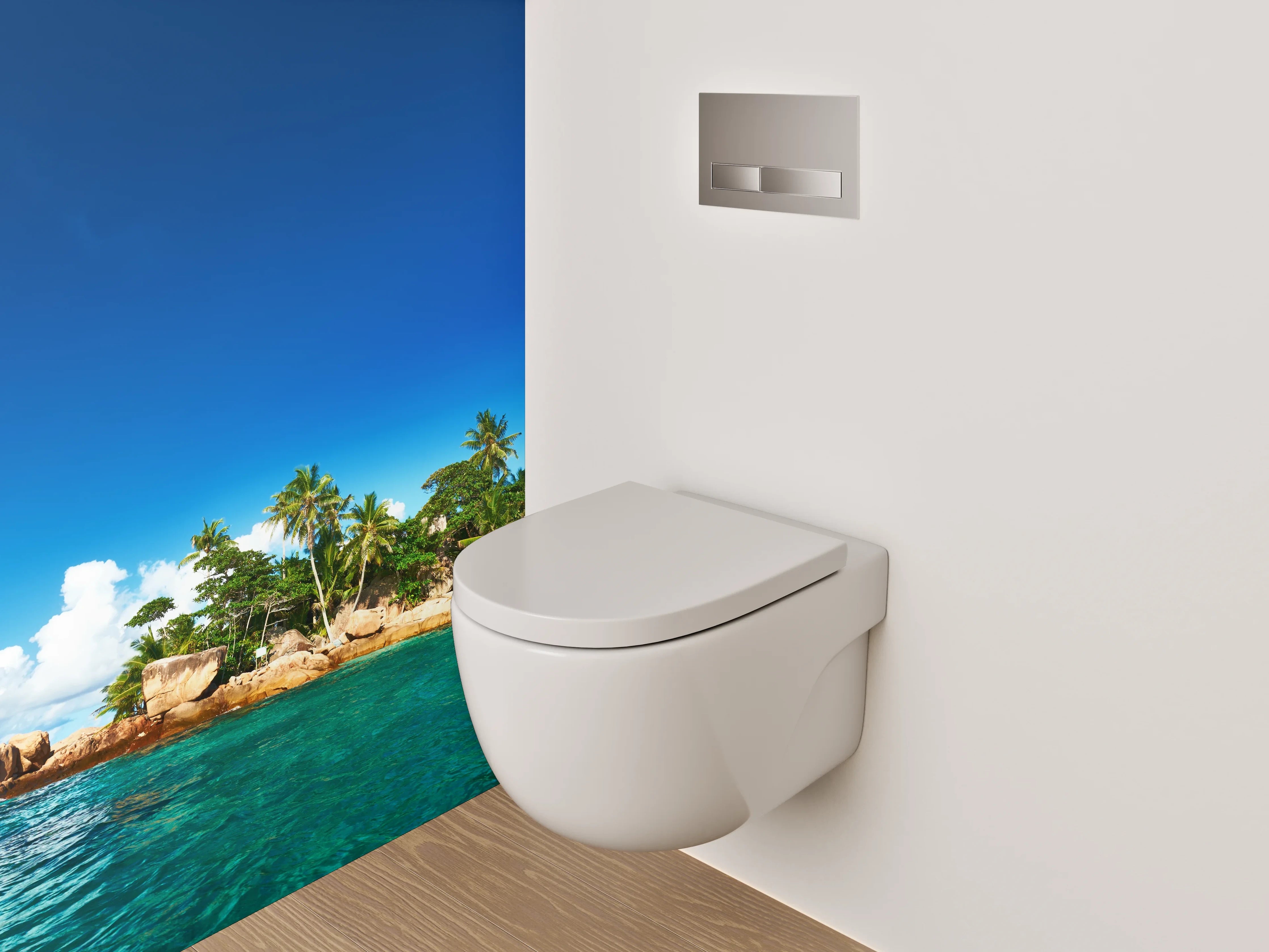 WC-Rückwand - Karibik Insel Paradies – Palmen & Meer