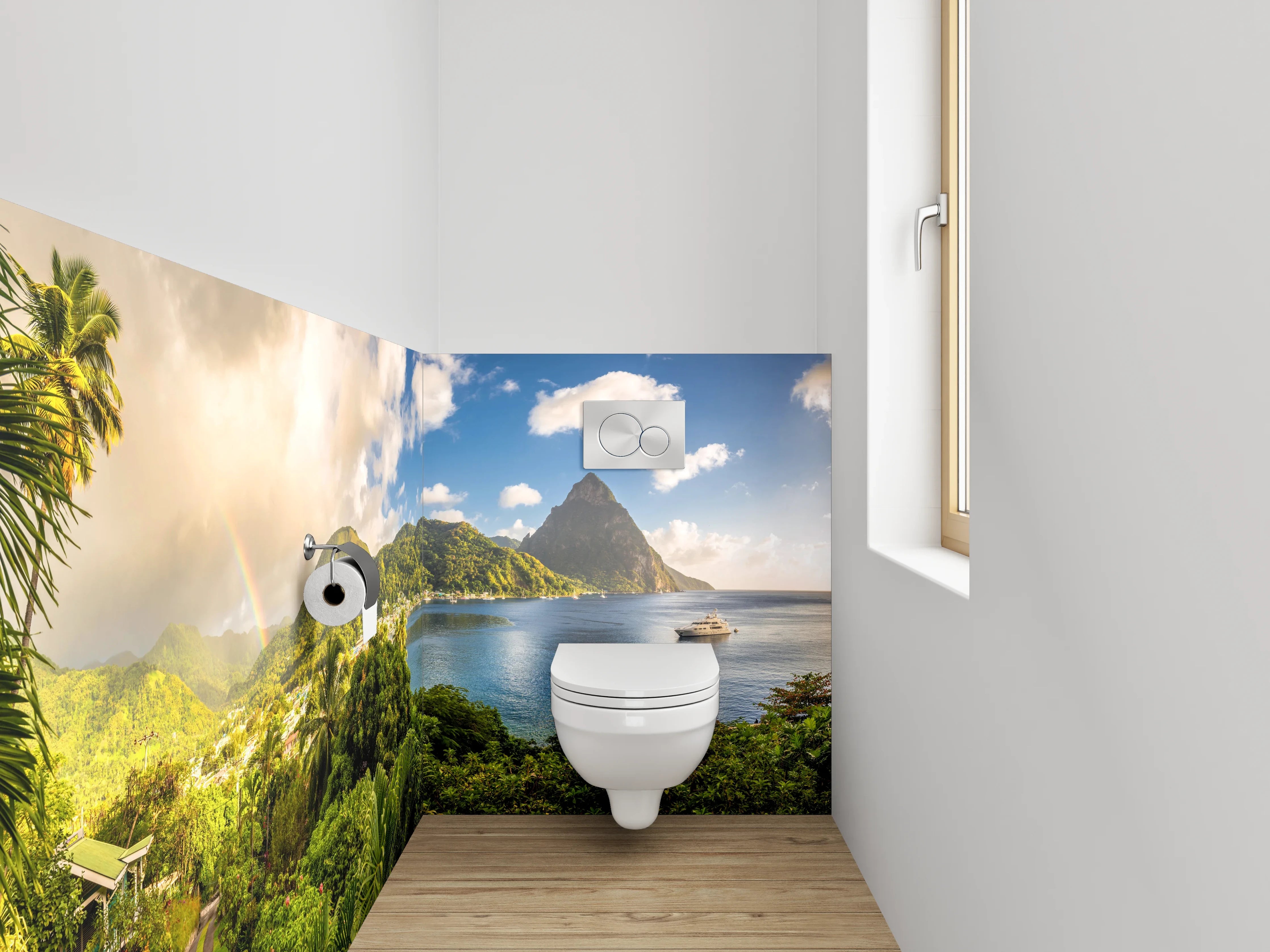 WC-Rückwand - Karibik Panorama mit Bergen