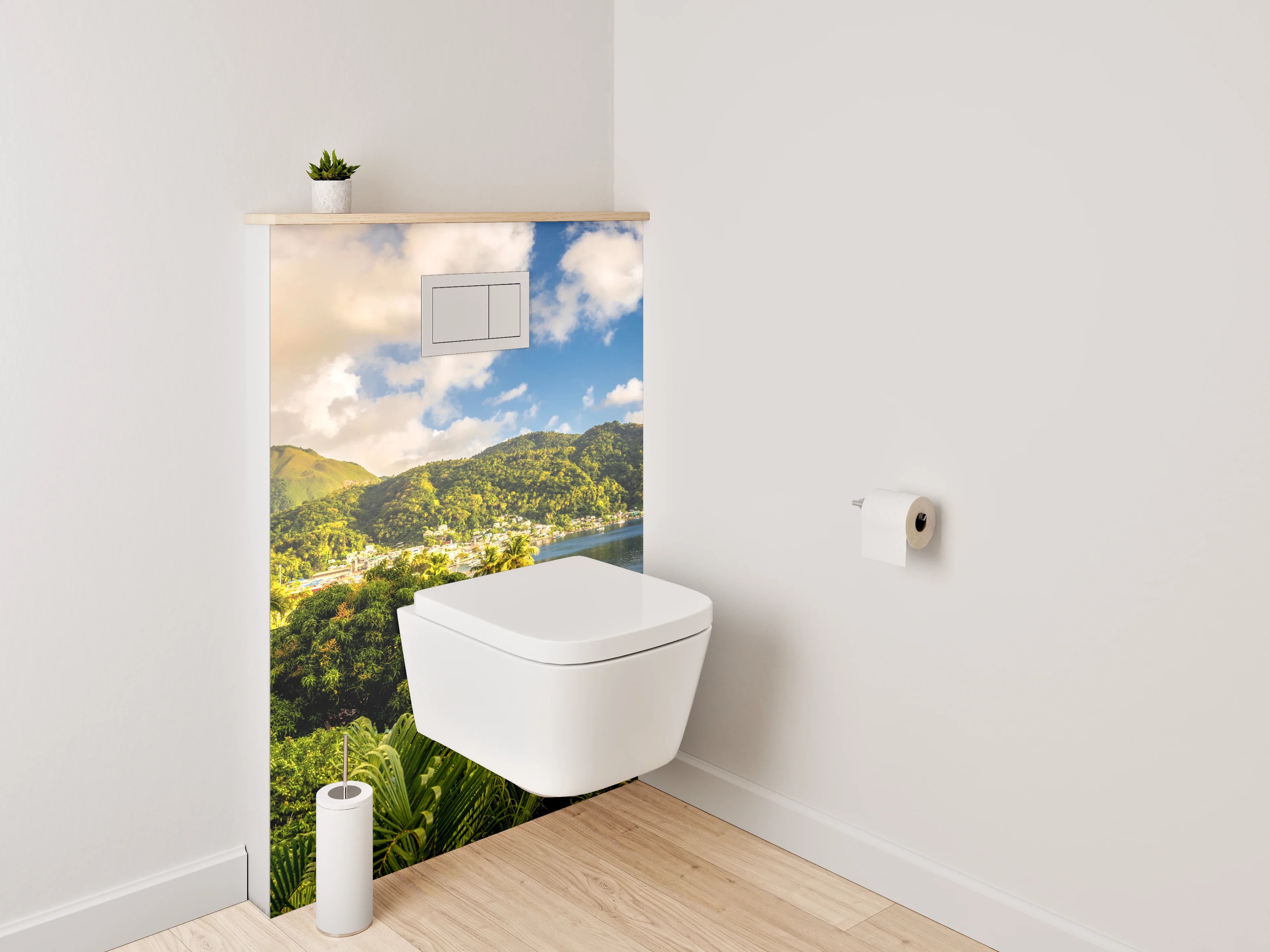 WC-Rückwand - Karibik Panorama mit Bergen