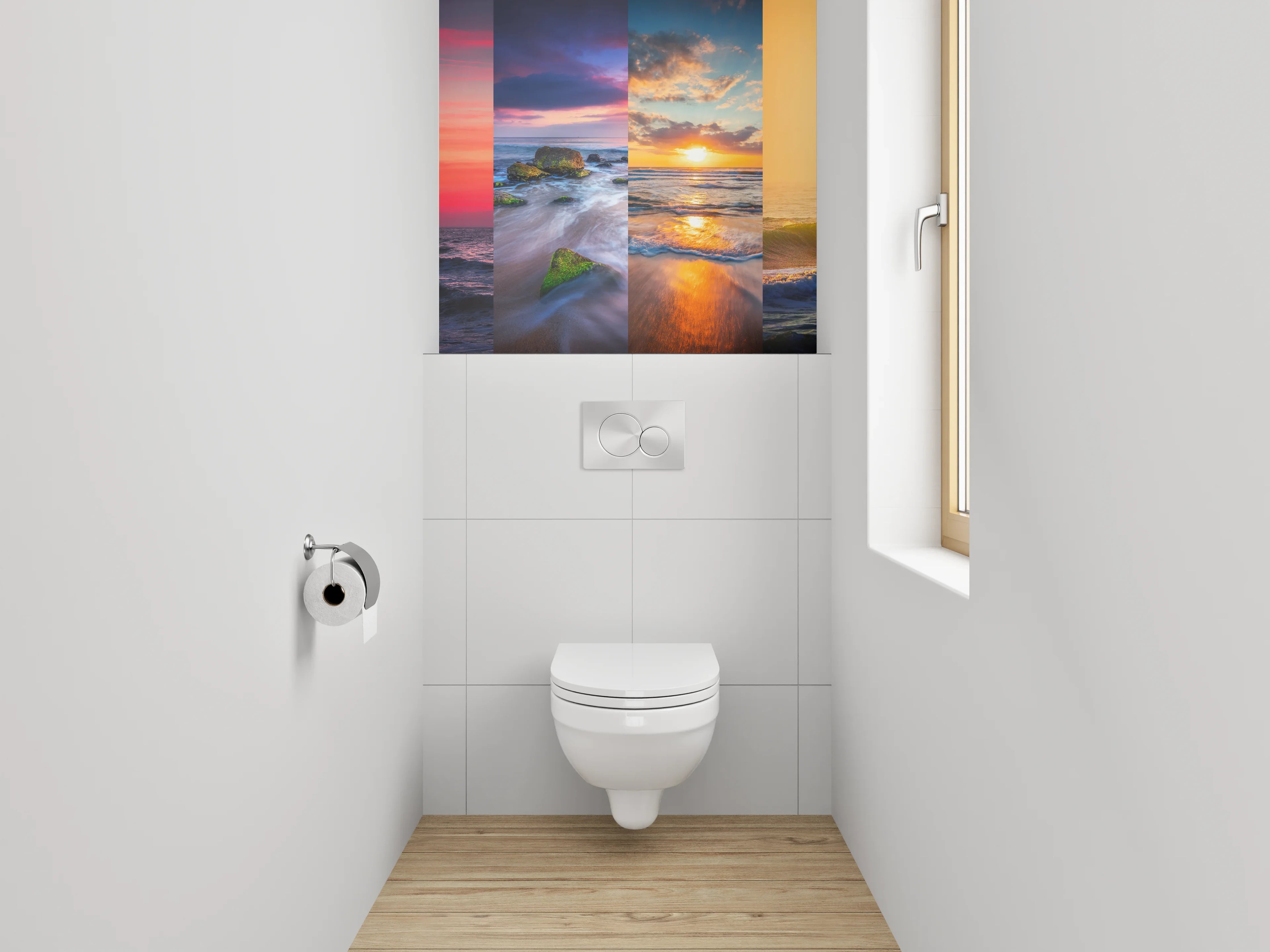 WC-Rückwand - Karibik-Strand Panorama Sonnenuntergang