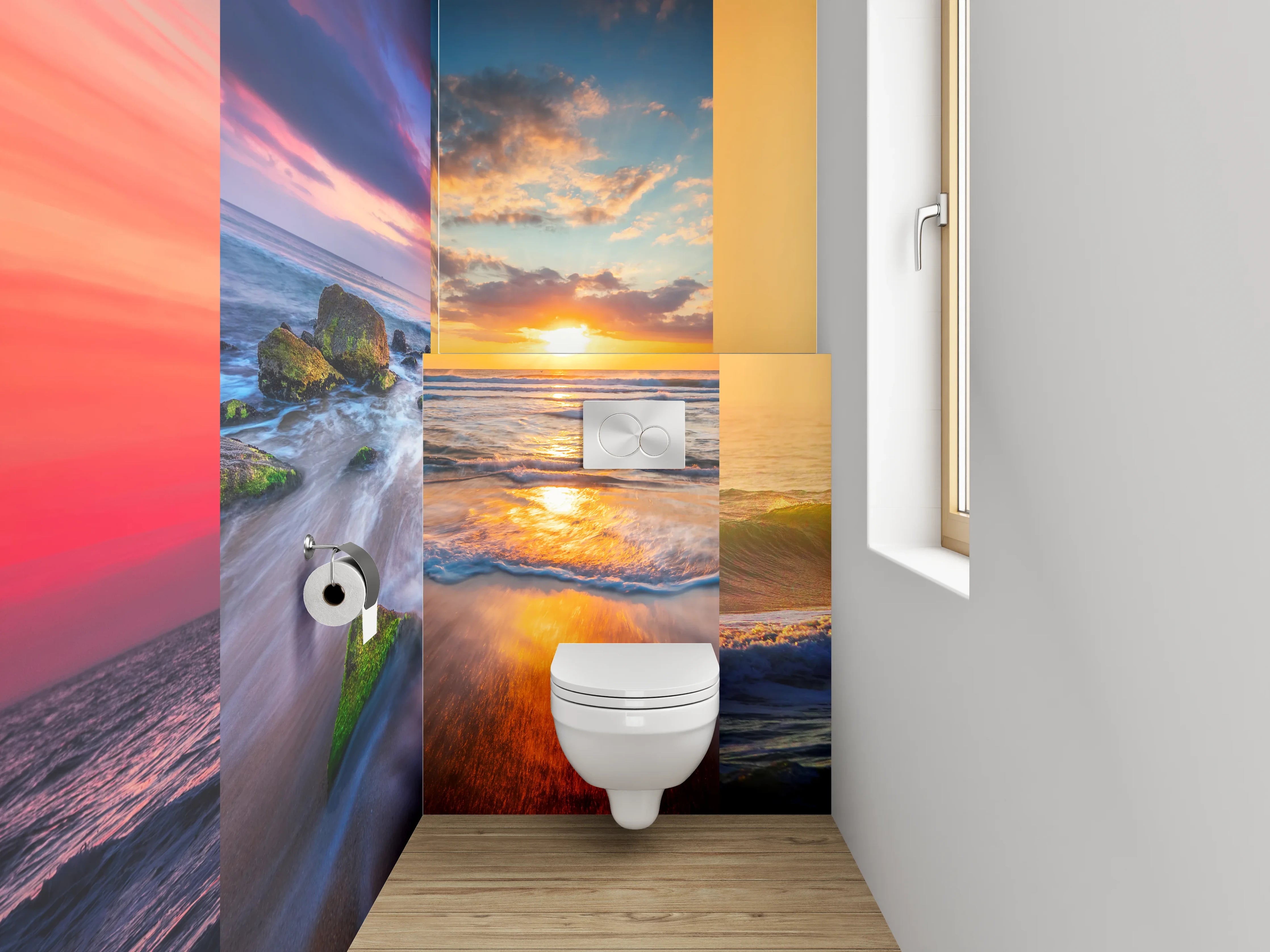 WC-Rückwand - Karibik-Strand Panorama Sonnenuntergang
