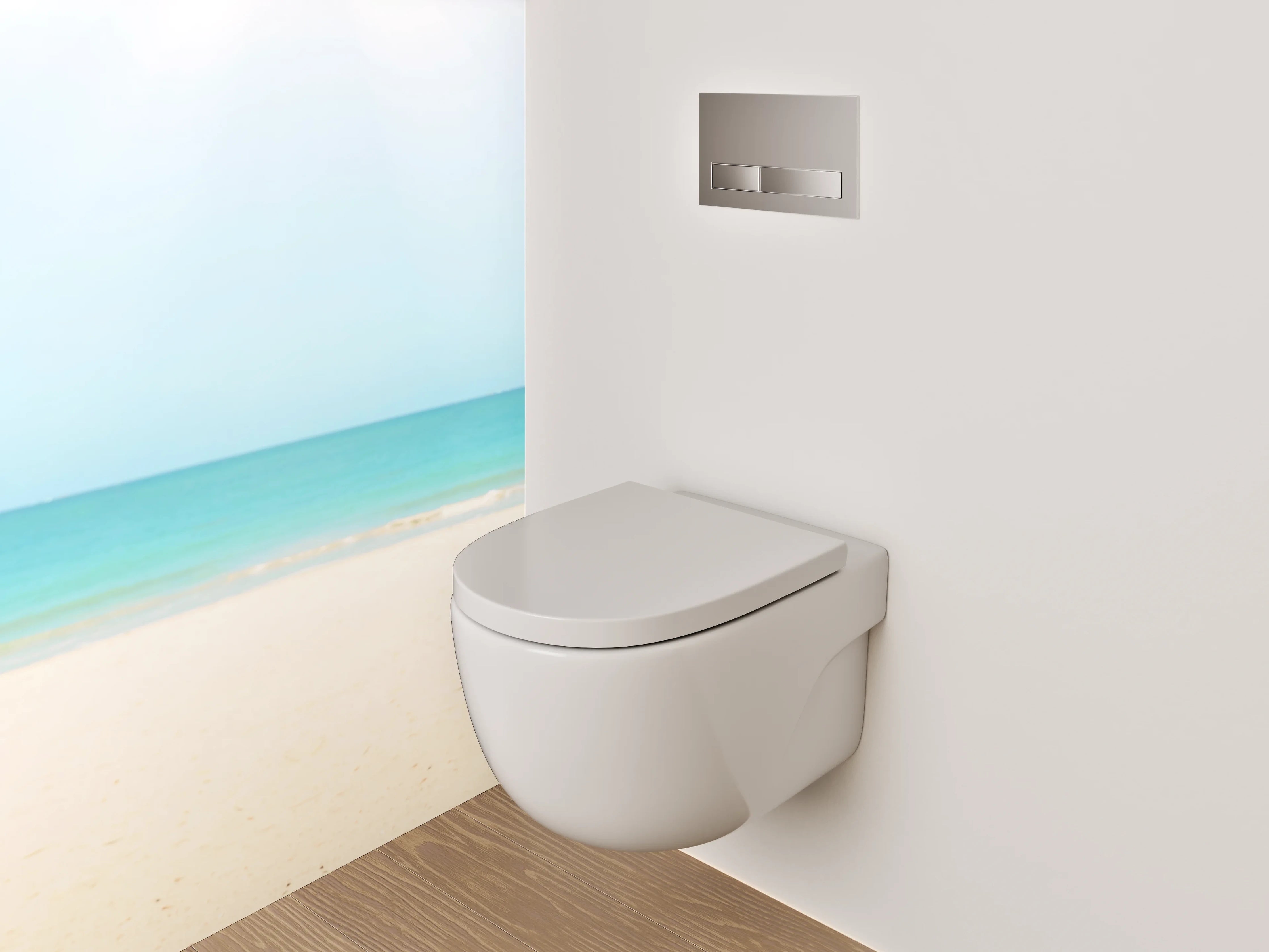 WC-Rückwand - Karibischer Sandstrand mit Palmen