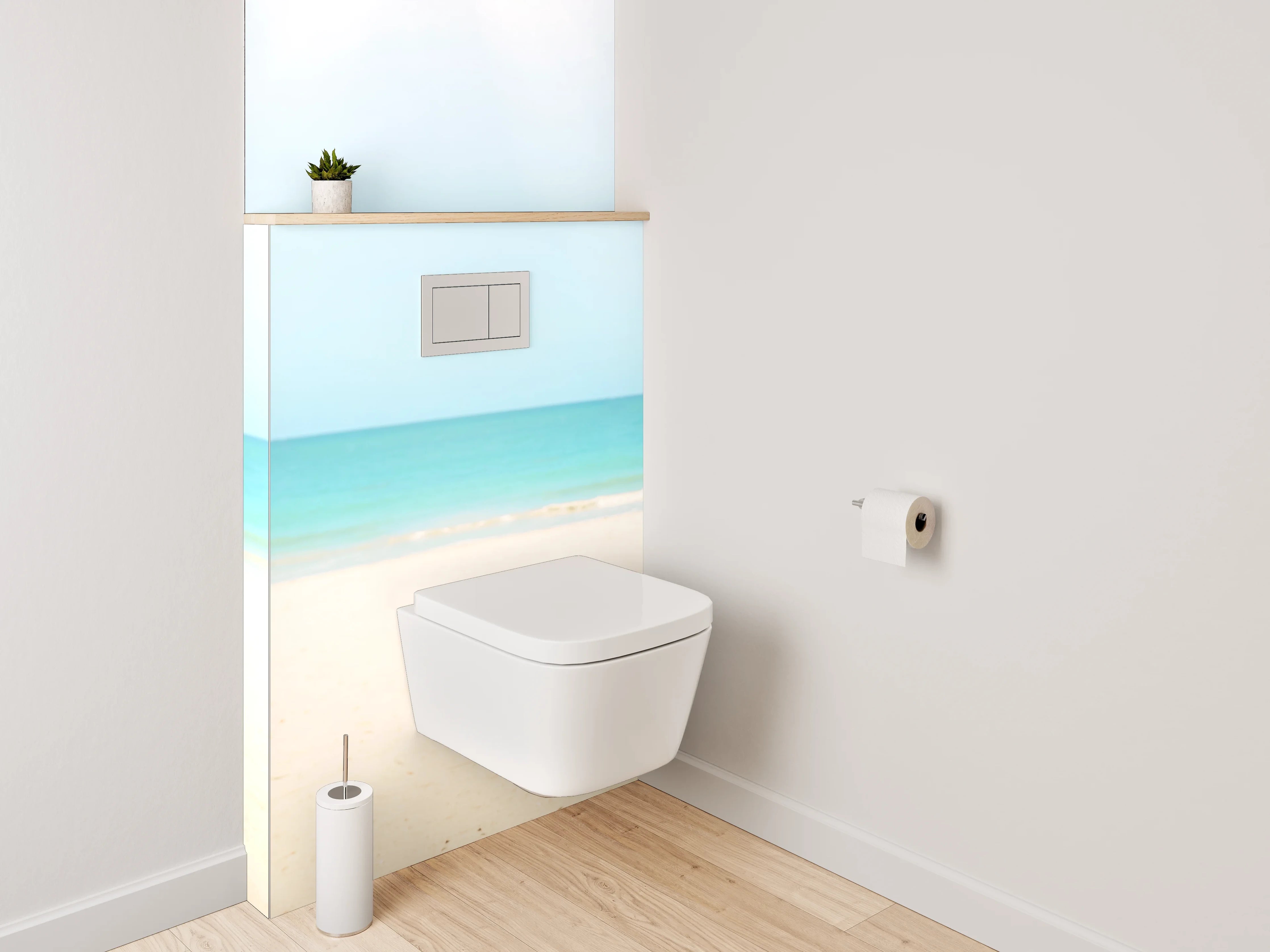 WC-Rückwand - Karibischer Sandstrand mit Palmen