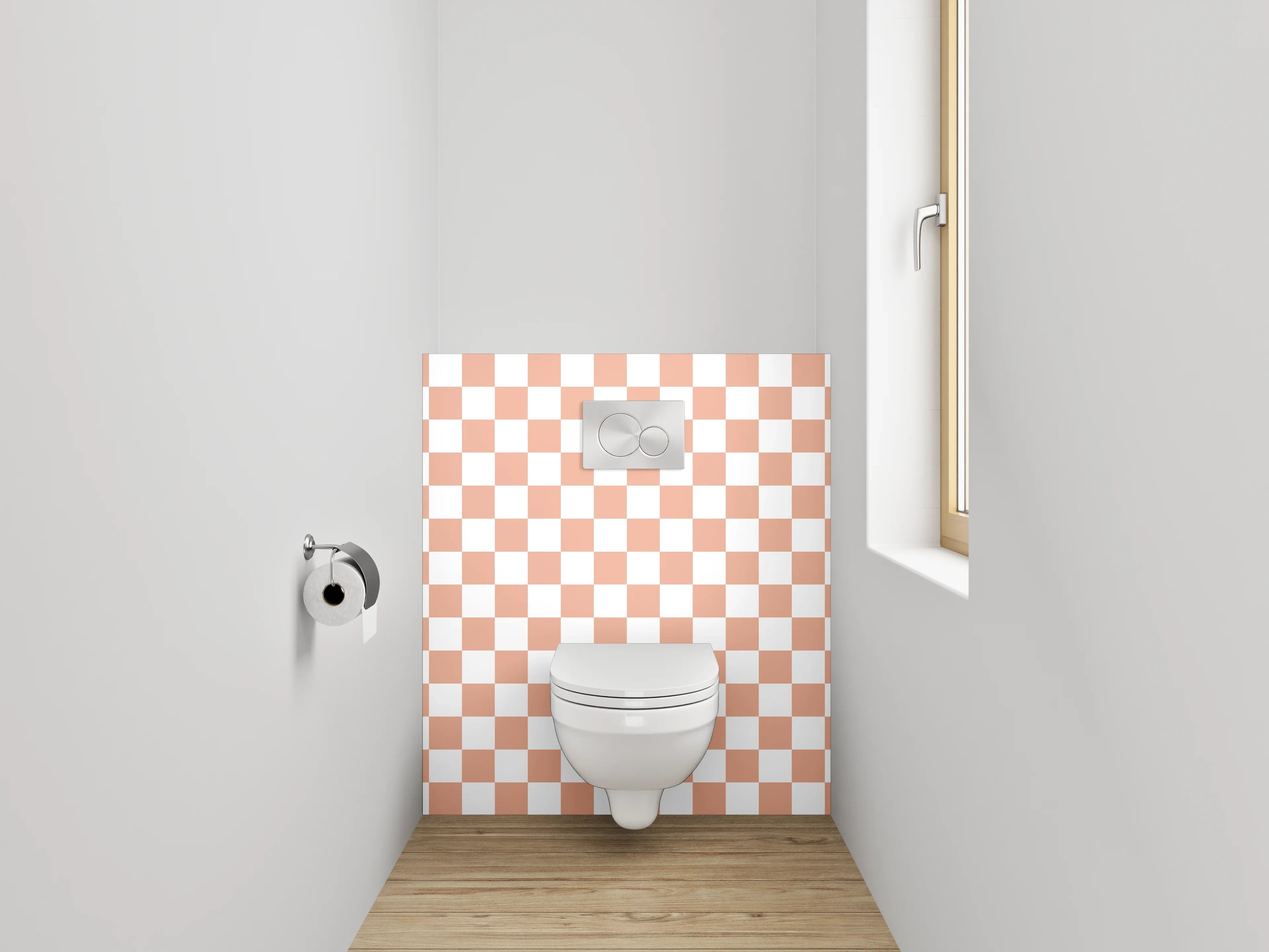 WC-Rückwand - Kariertes Muster Terrakotta-Weiß