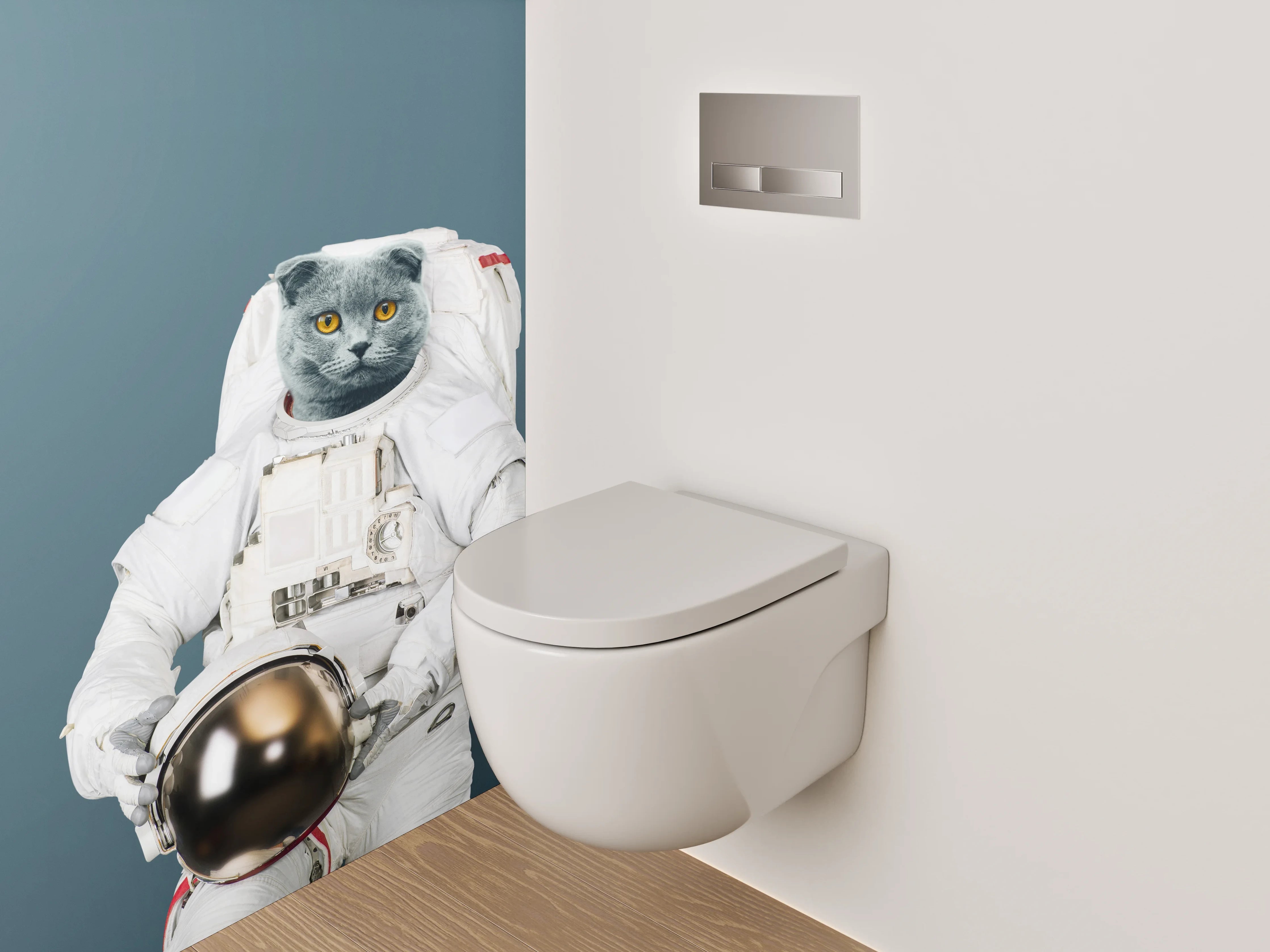 WC-Rückwand - Katze als Astronaut im Weltall