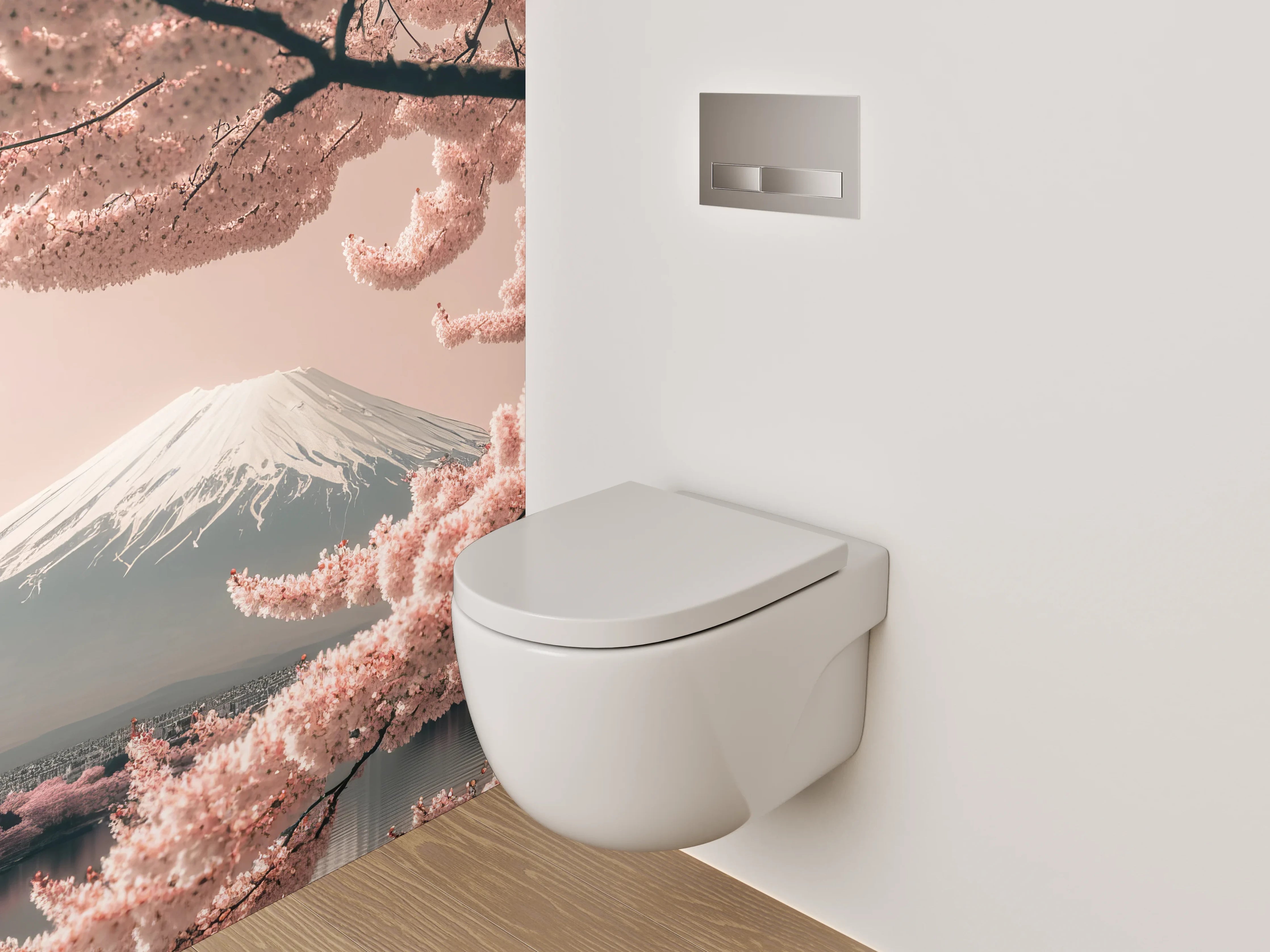 WC-Rückwand - Kirschblüte am Fuji – Japanische Harmonie