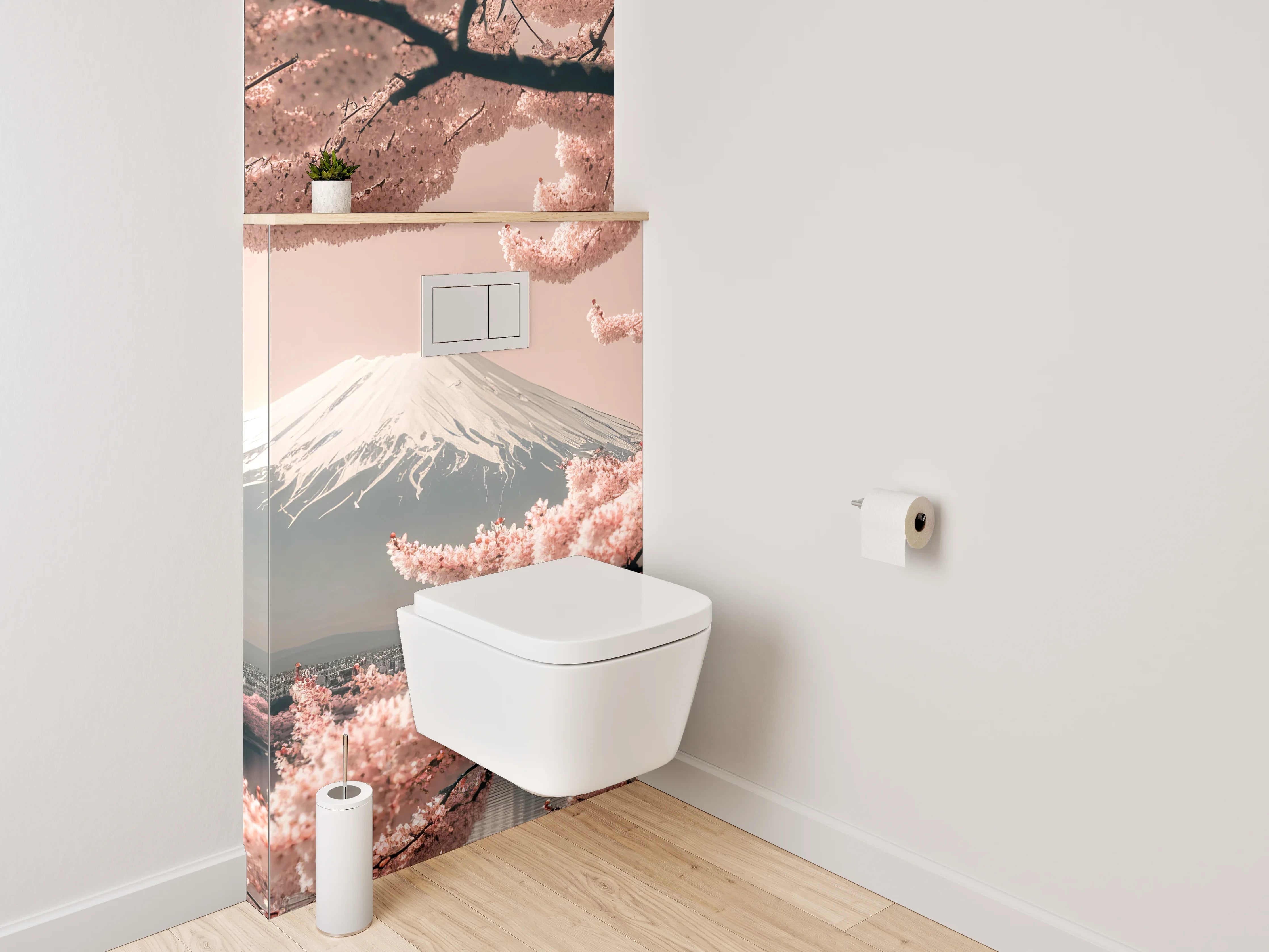 WC-Rückwand - Kirschblüte am Fuji – Japanische Harmonie