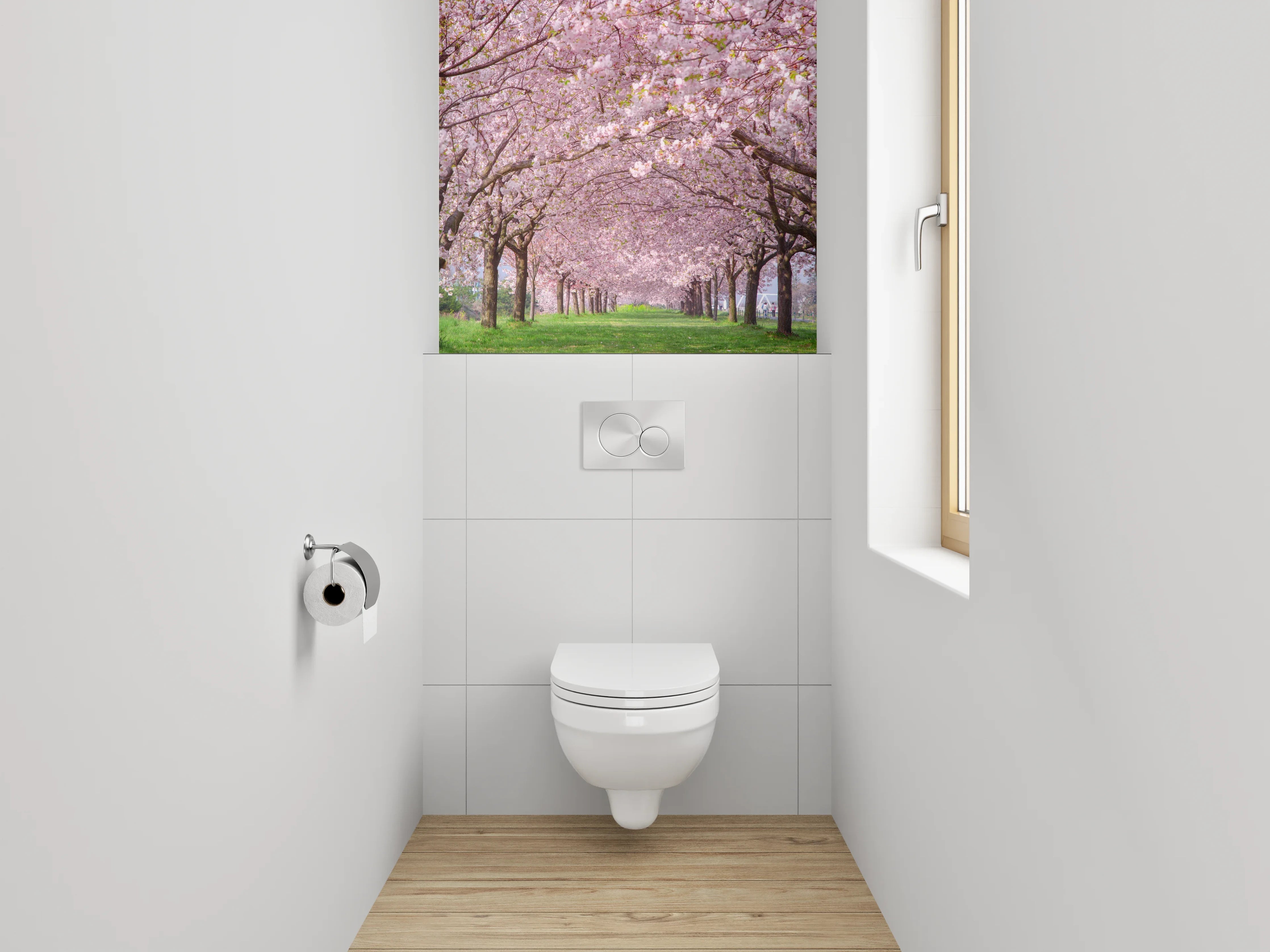 WC-Rückwand - Kirschblüten-Allee Frühling Natur Panorama