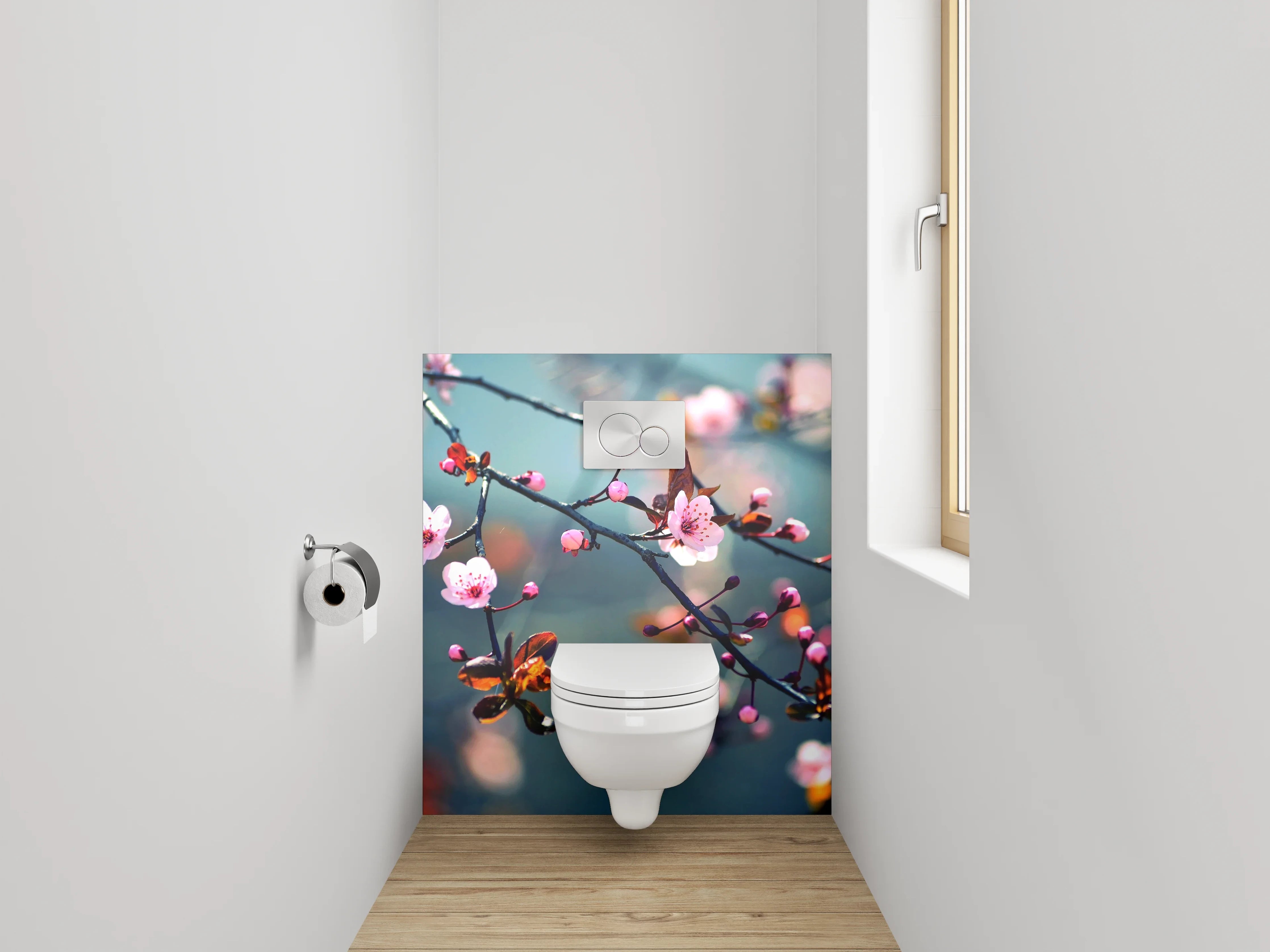 WC-Rückwand - Kirschblüten Äste Frühling