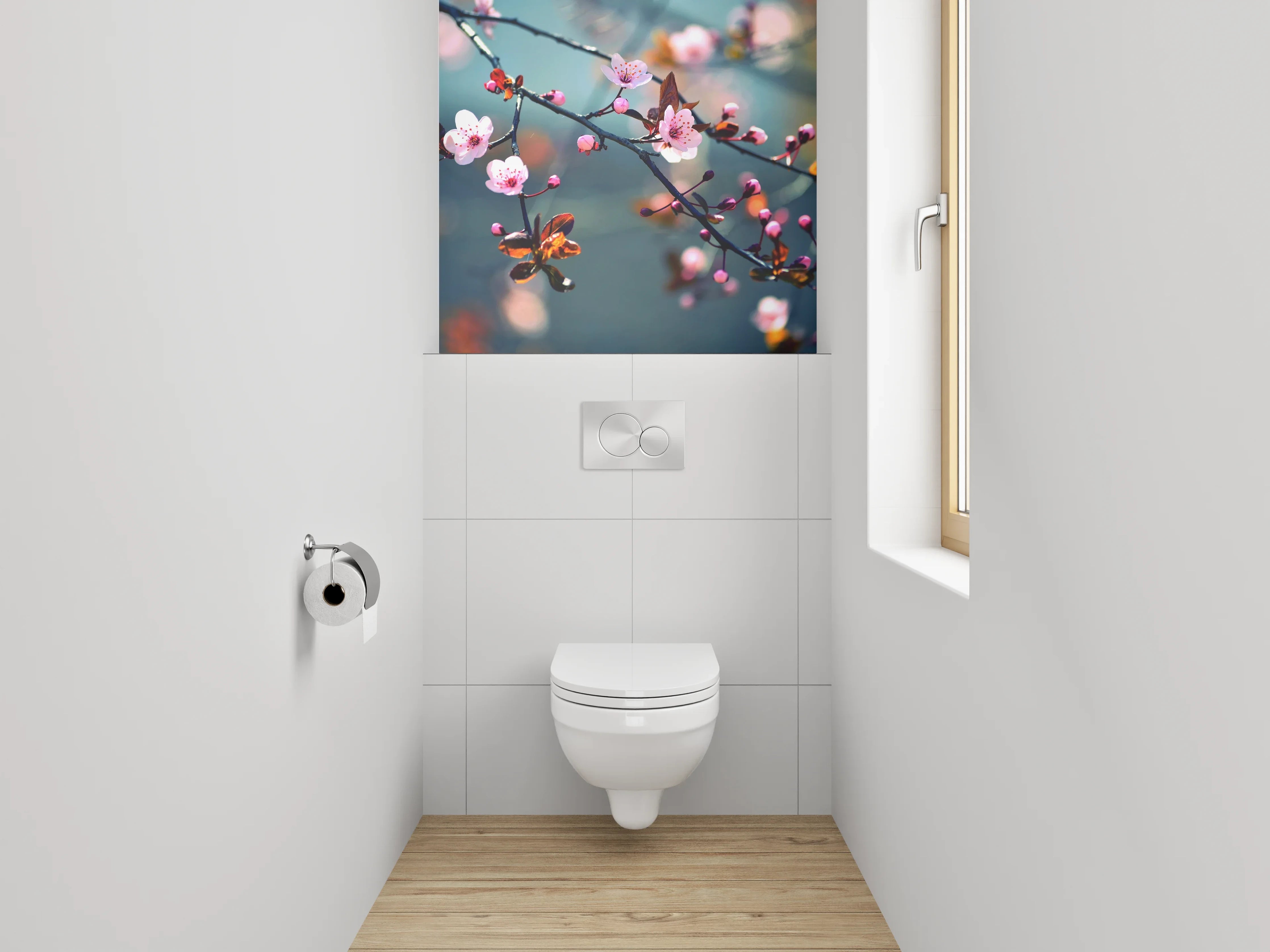 WC-Rückwand - Kirschblüten Äste Frühling
