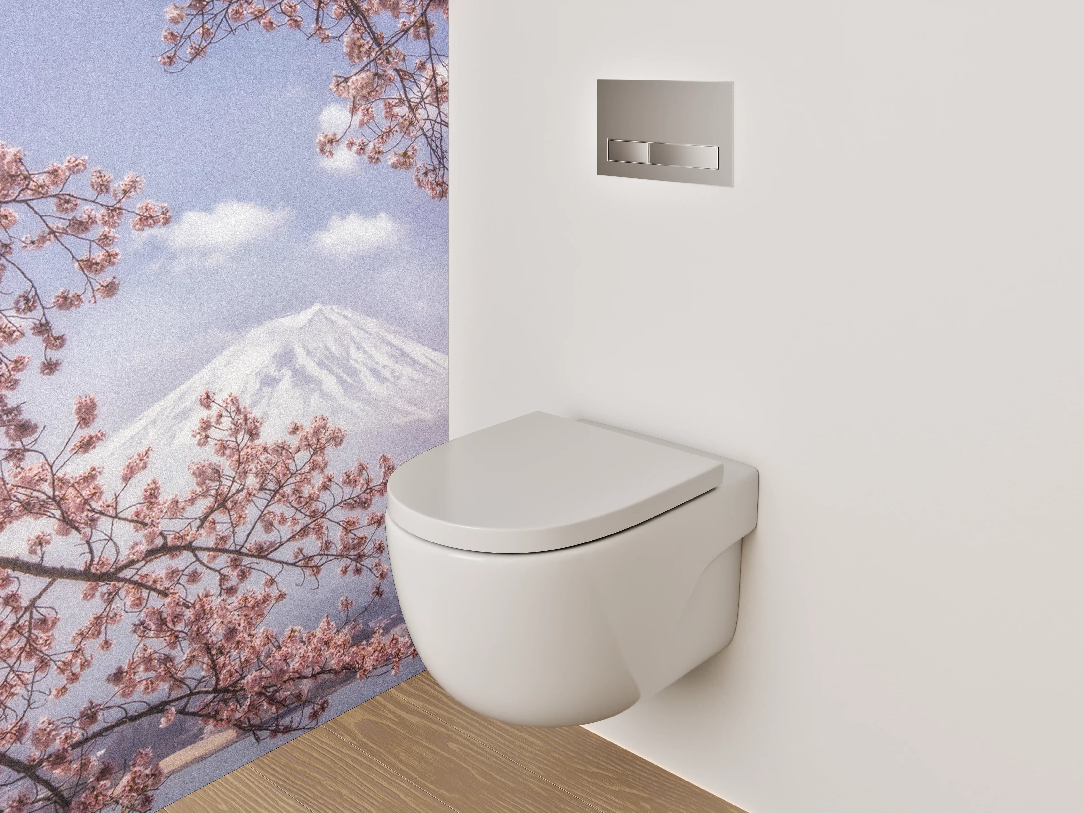 WC-Rückwand - Kirschblüten & Fuji – Japanische Idylle