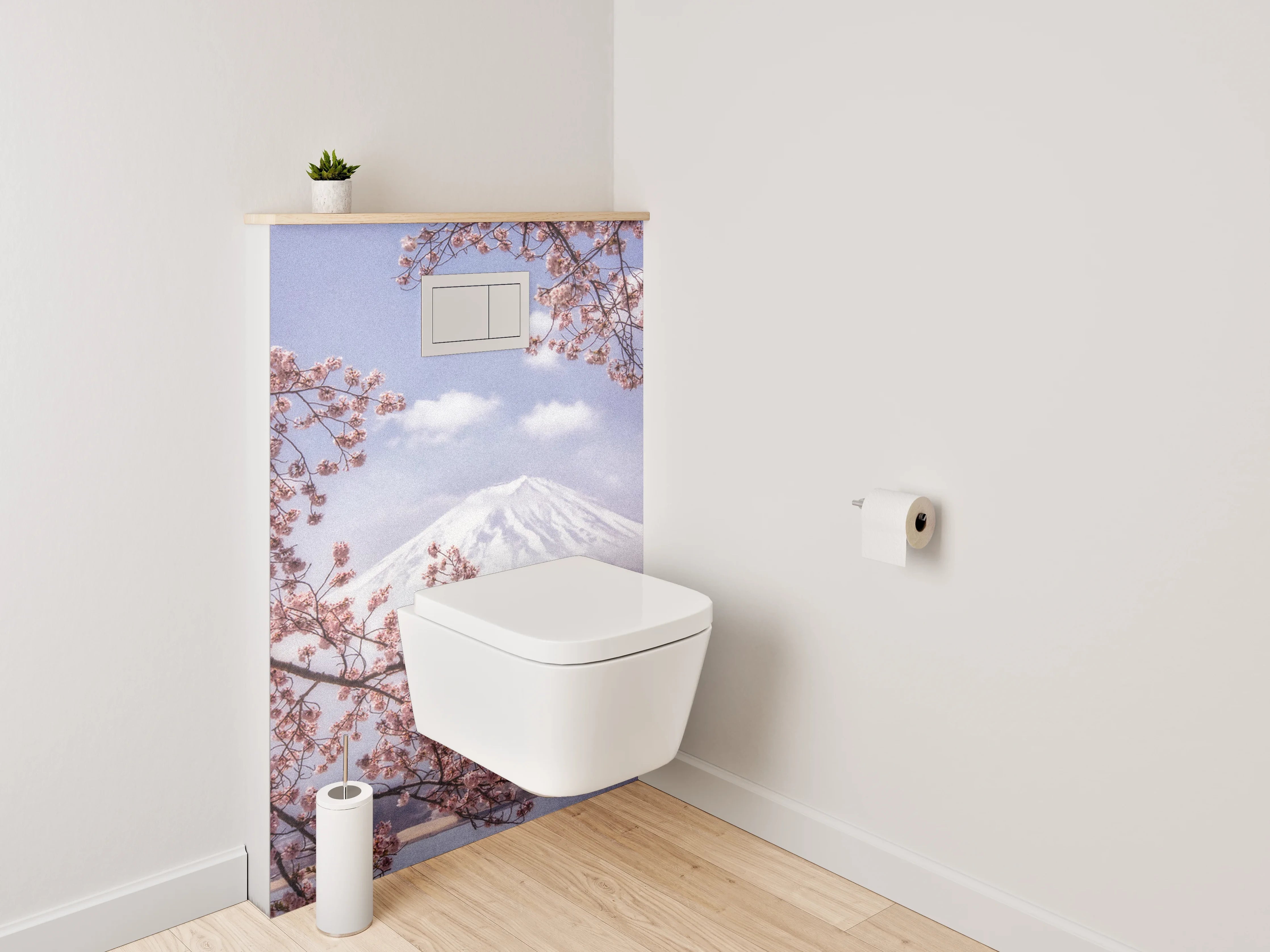 WC-Rückwand - Kirschblüten & Fuji – Japanische Idylle