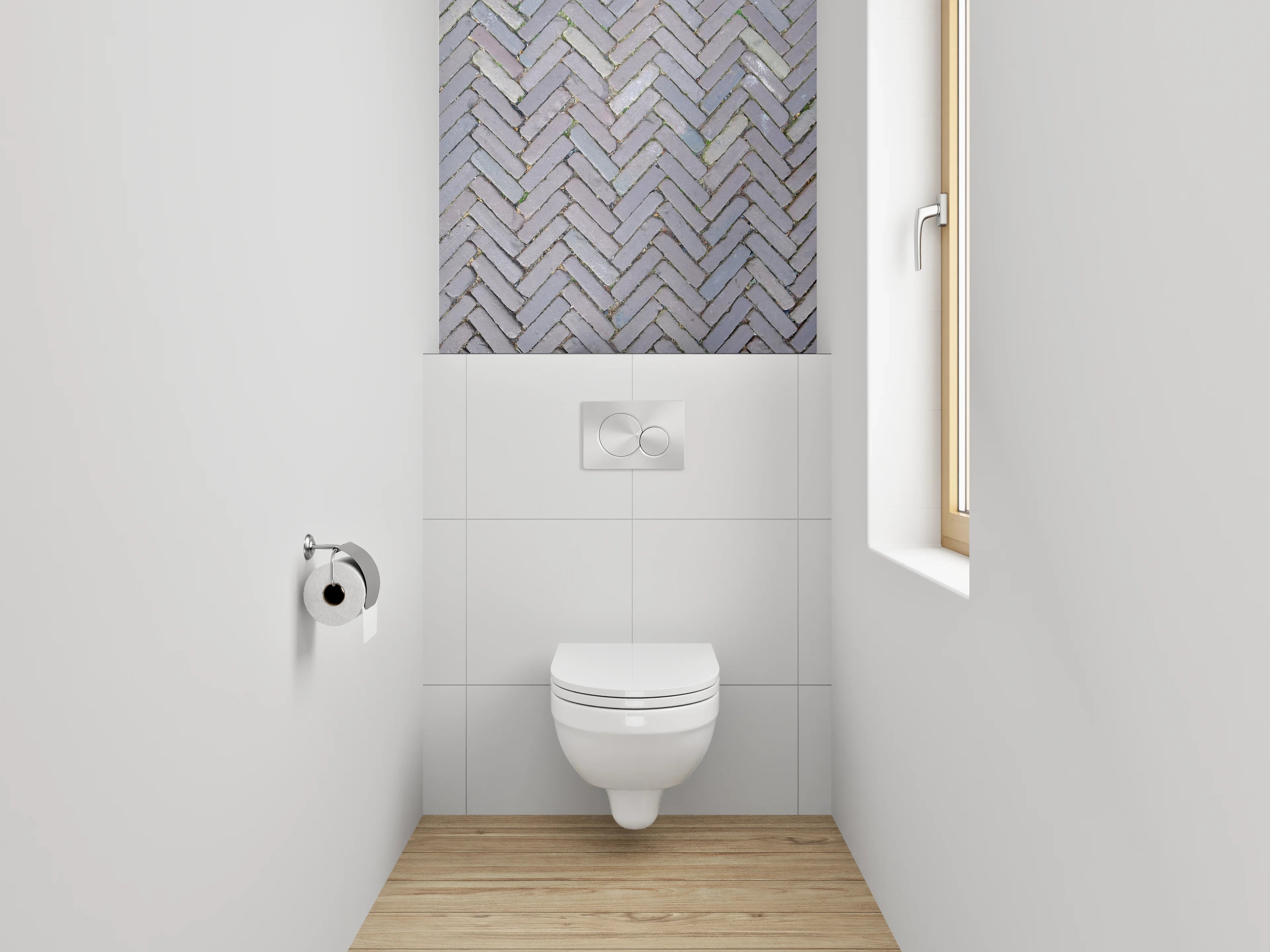 WC-Rückwand - Klassische Fischgrät Pflastersteine Muster