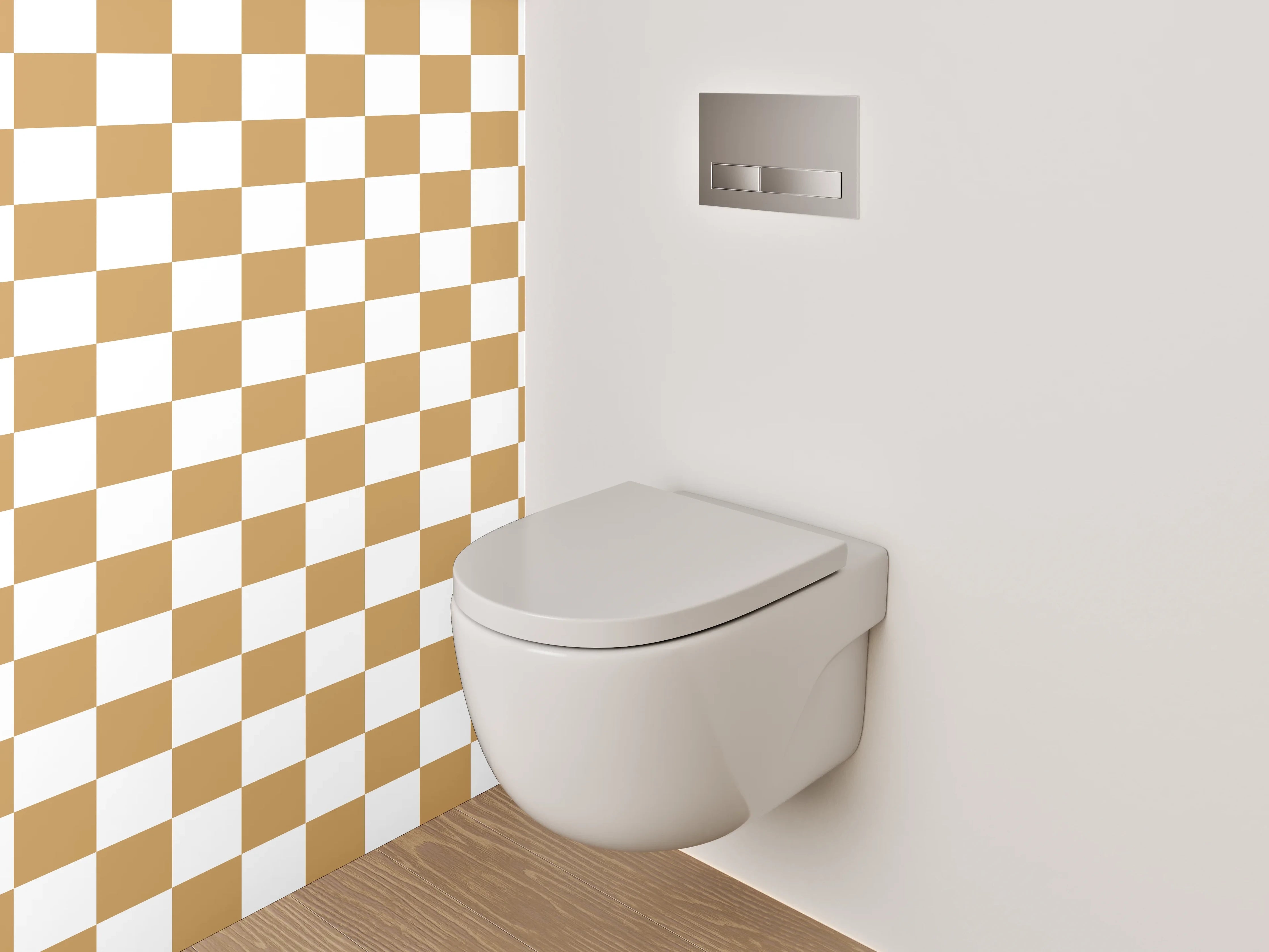 WC-Rückwand - Klassisches Karo-Muster Braun Weiß