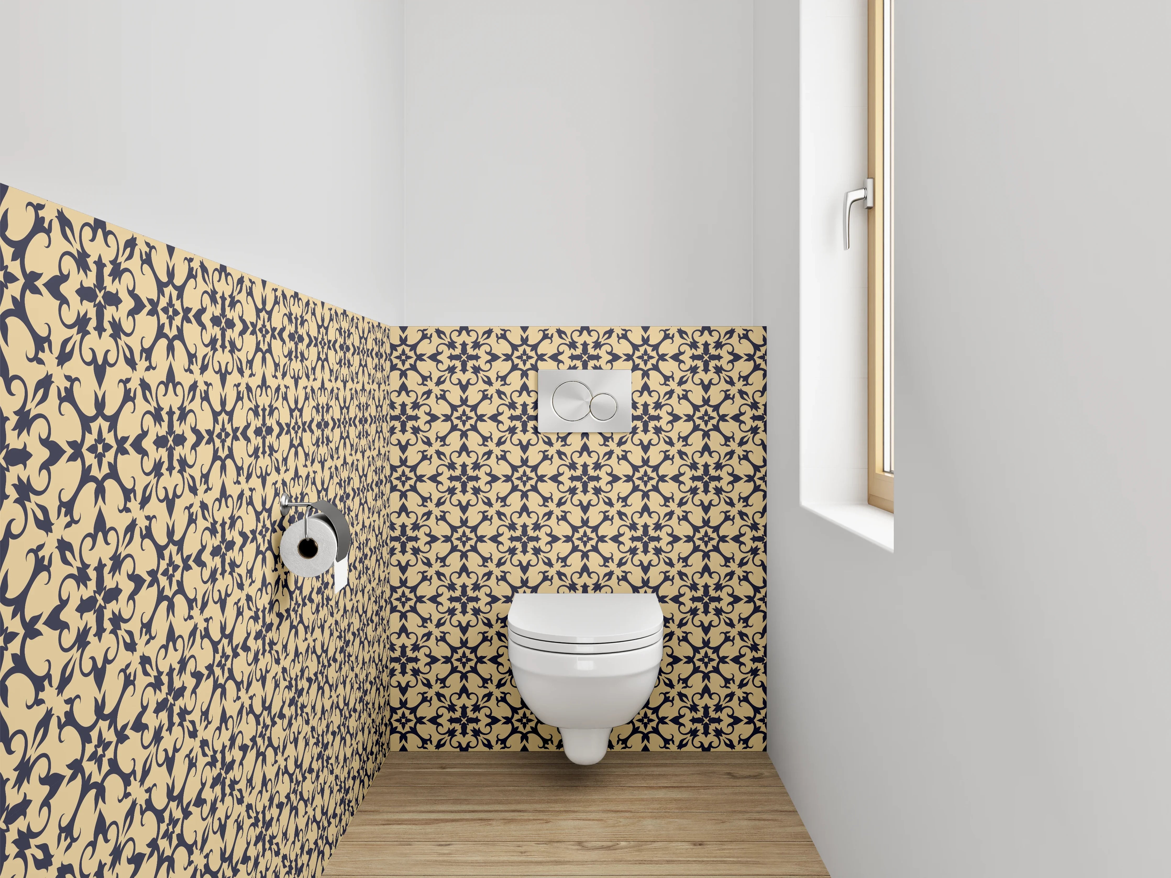 WC-Rückwand - Klassisches florales Ornament Muster Tapete