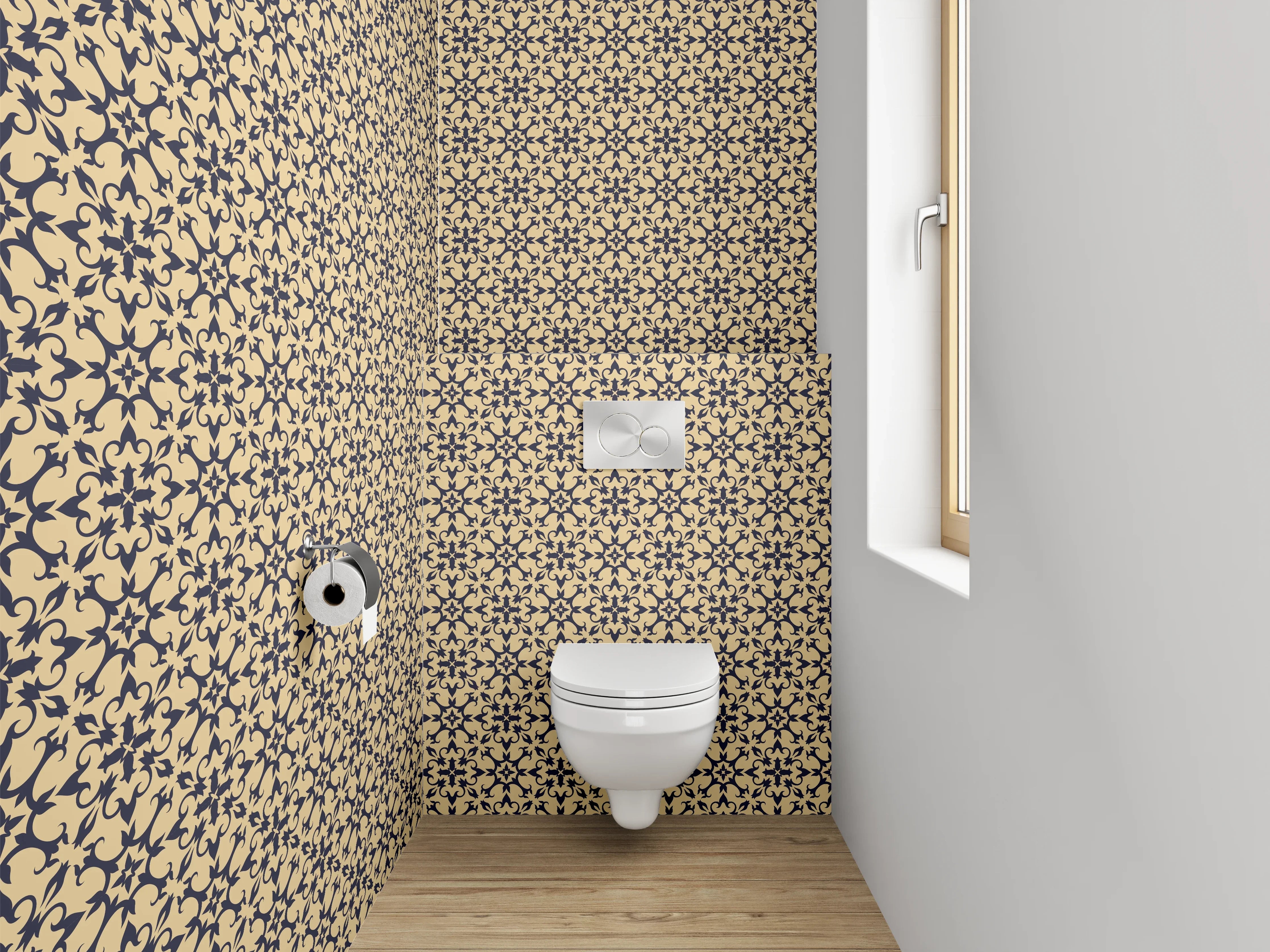 WC-Rückwand - Klassisches florales Ornament Muster Tapete