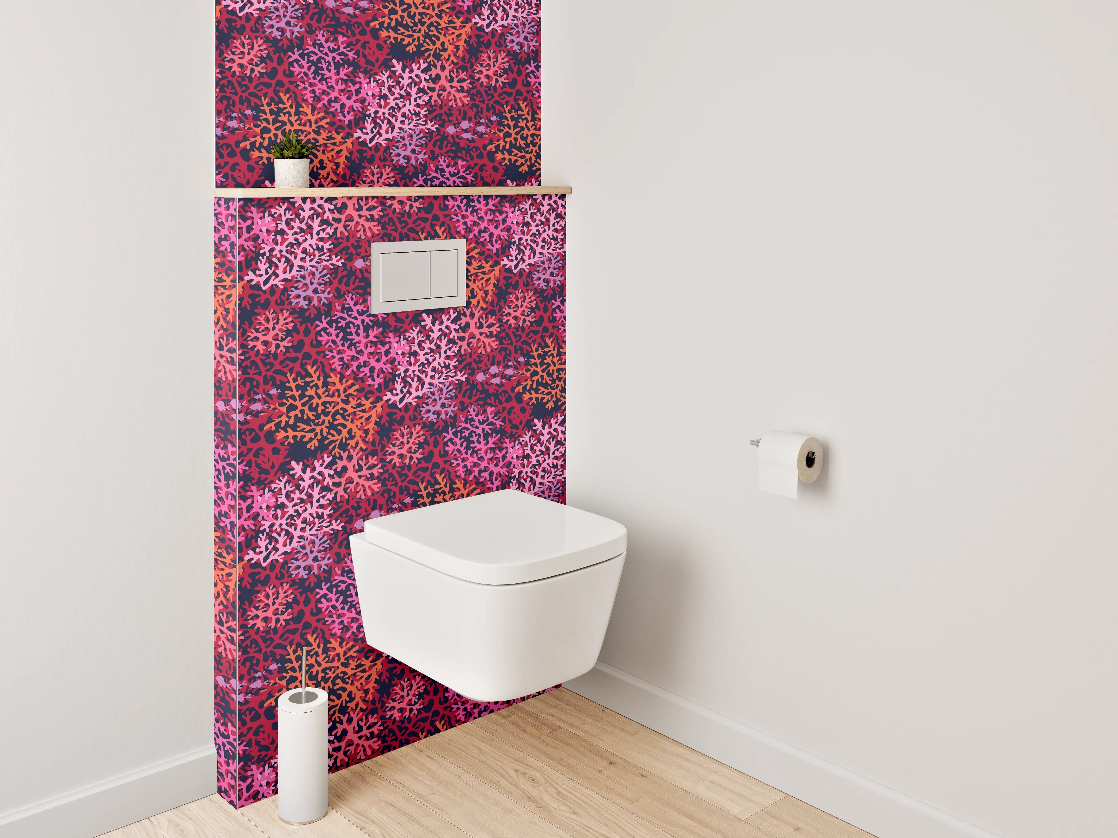 WC-Rückwand - Korallenmuster Rosa Rot Orange