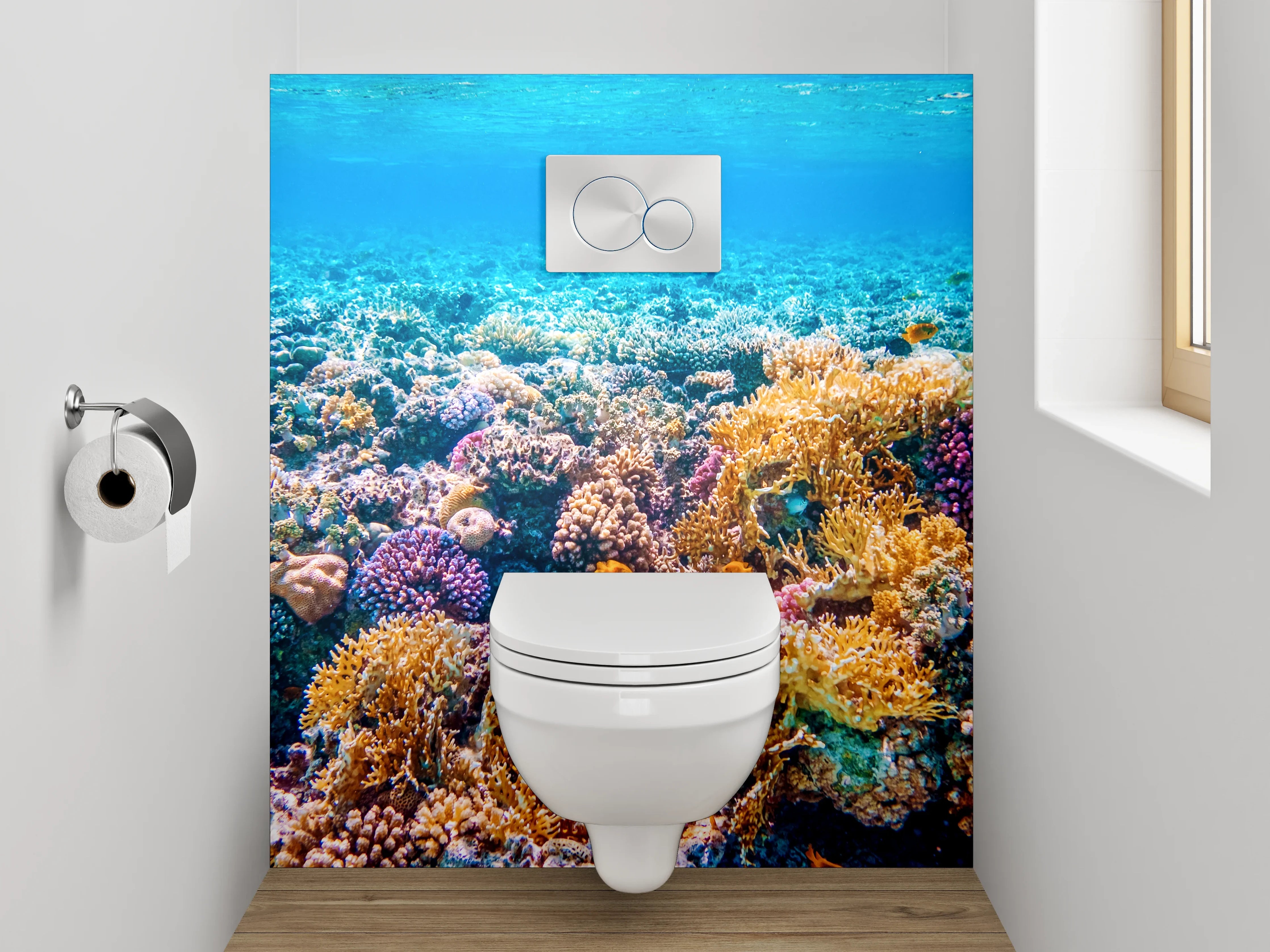 WC-Rückwand - Korallenriff Unterwasser Fotokunst