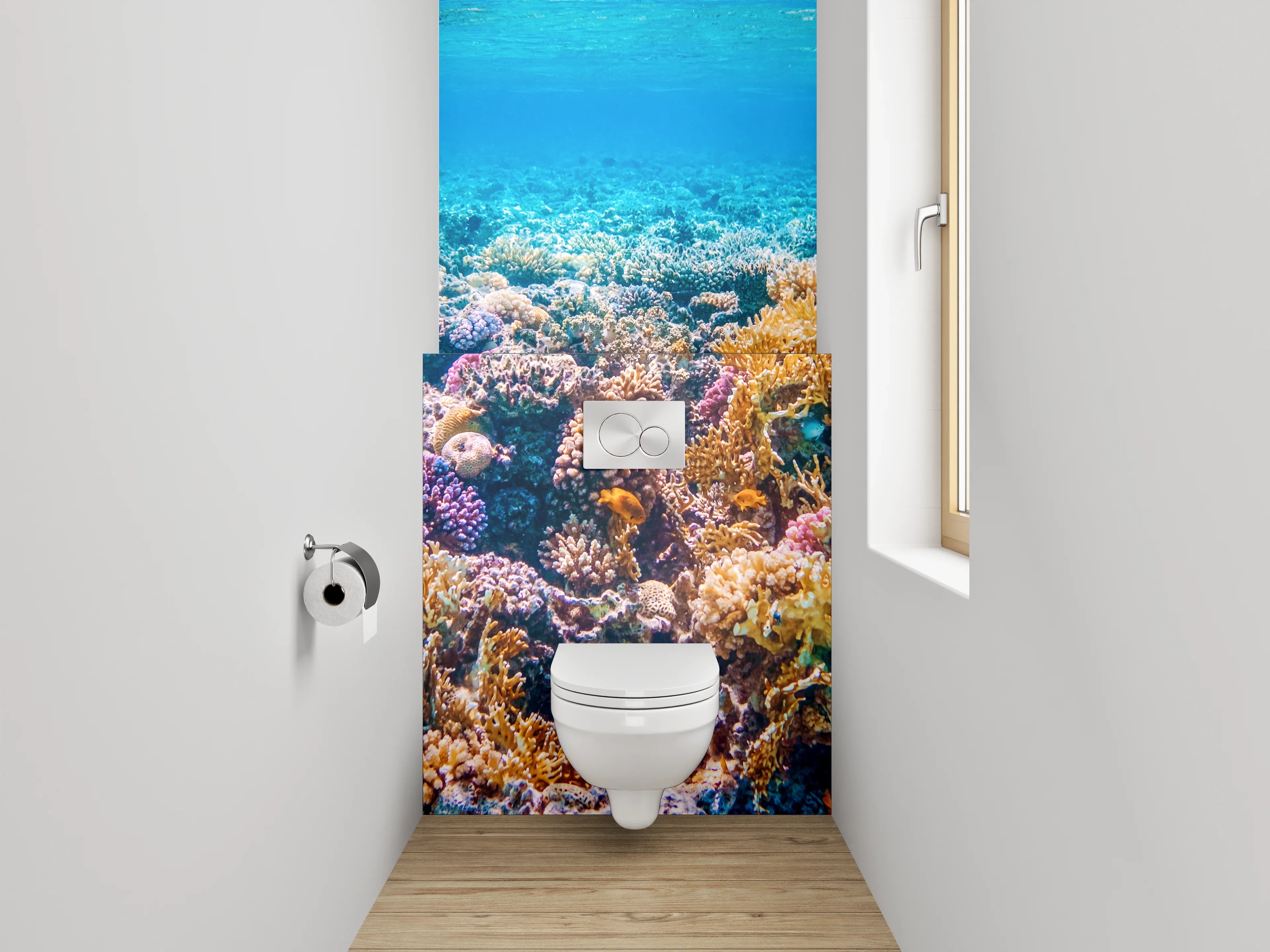 WC-Rückwand - Korallenriff Unterwasser Fotokunst