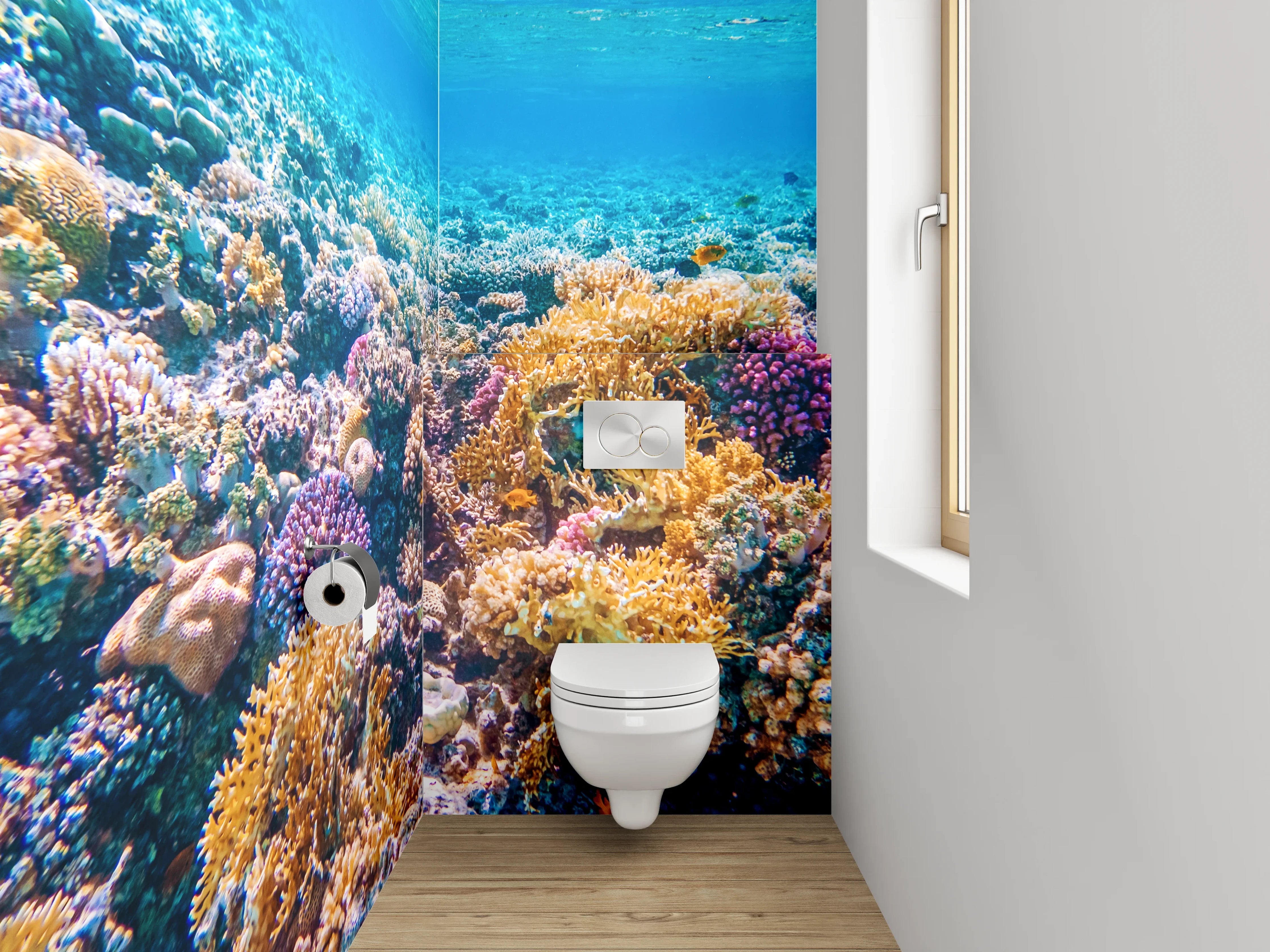 WC-Rückwand - Korallenriff Unterwasser Fotokunst