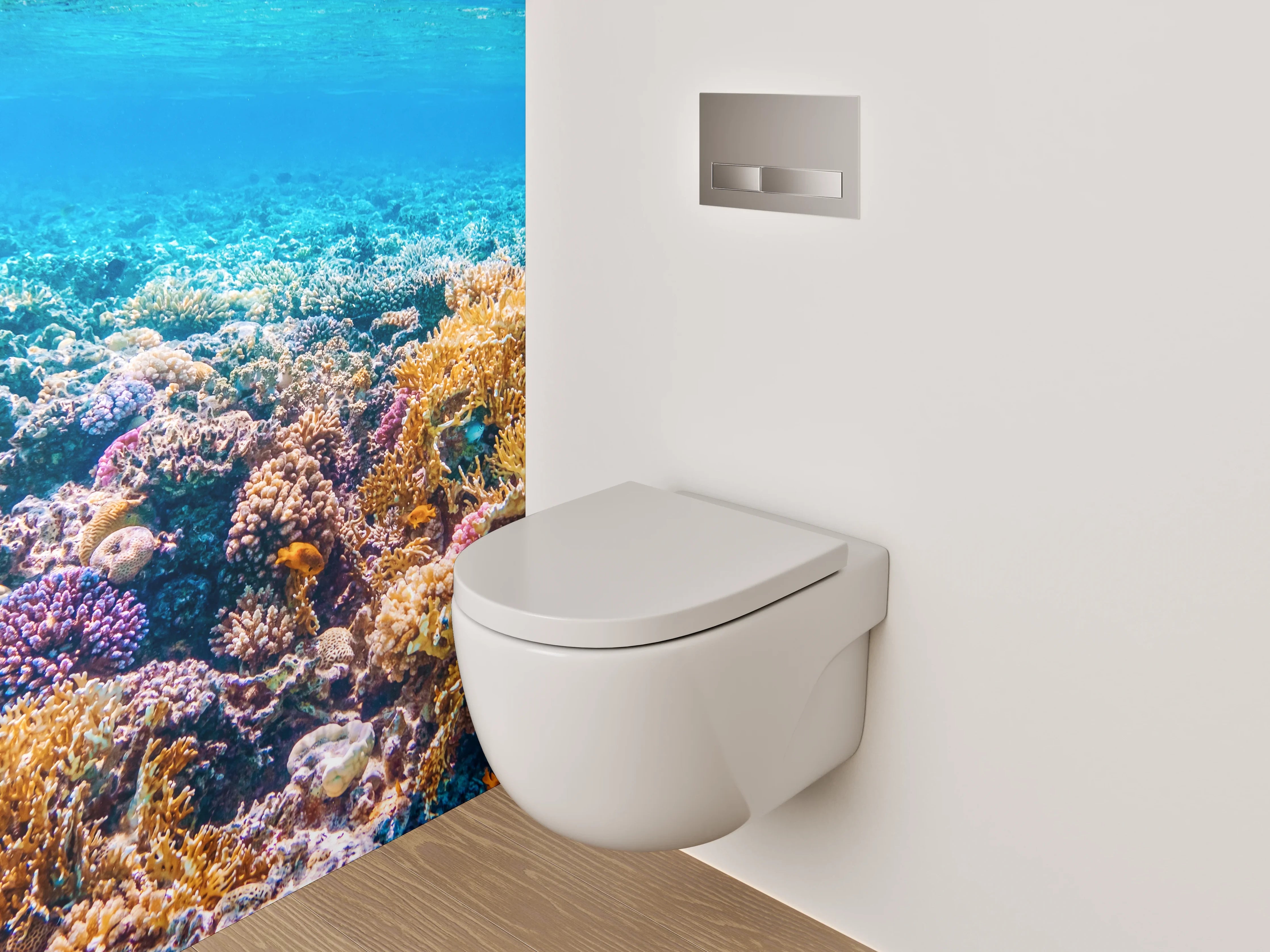 WC-Rückwand - Korallenriff Unterwasser Fotokunst