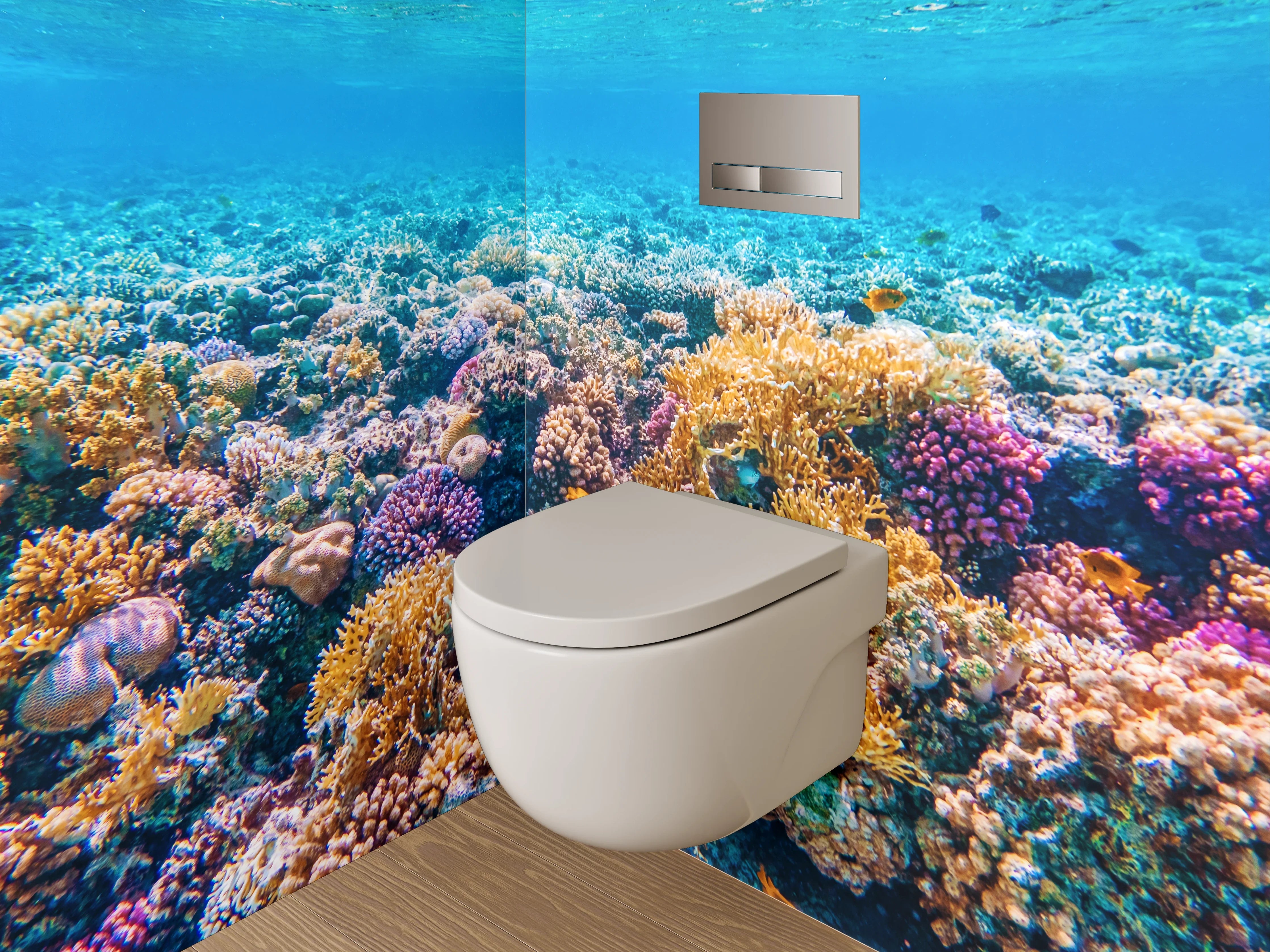WC-Rückwand - Korallenriff Unterwasser Fotokunst
