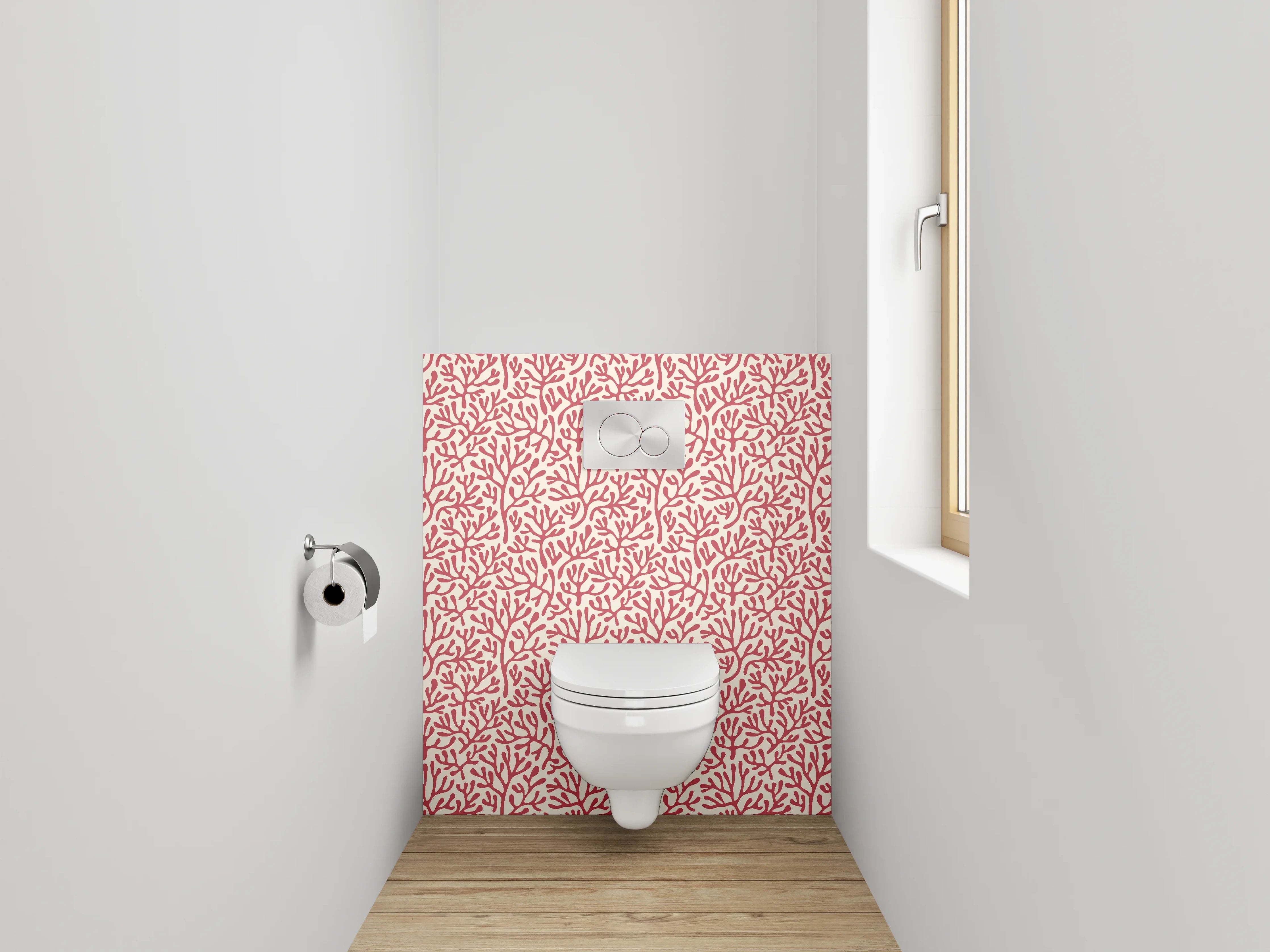 WC-Rückwand - Korallenrote Zweigstruktur Muster