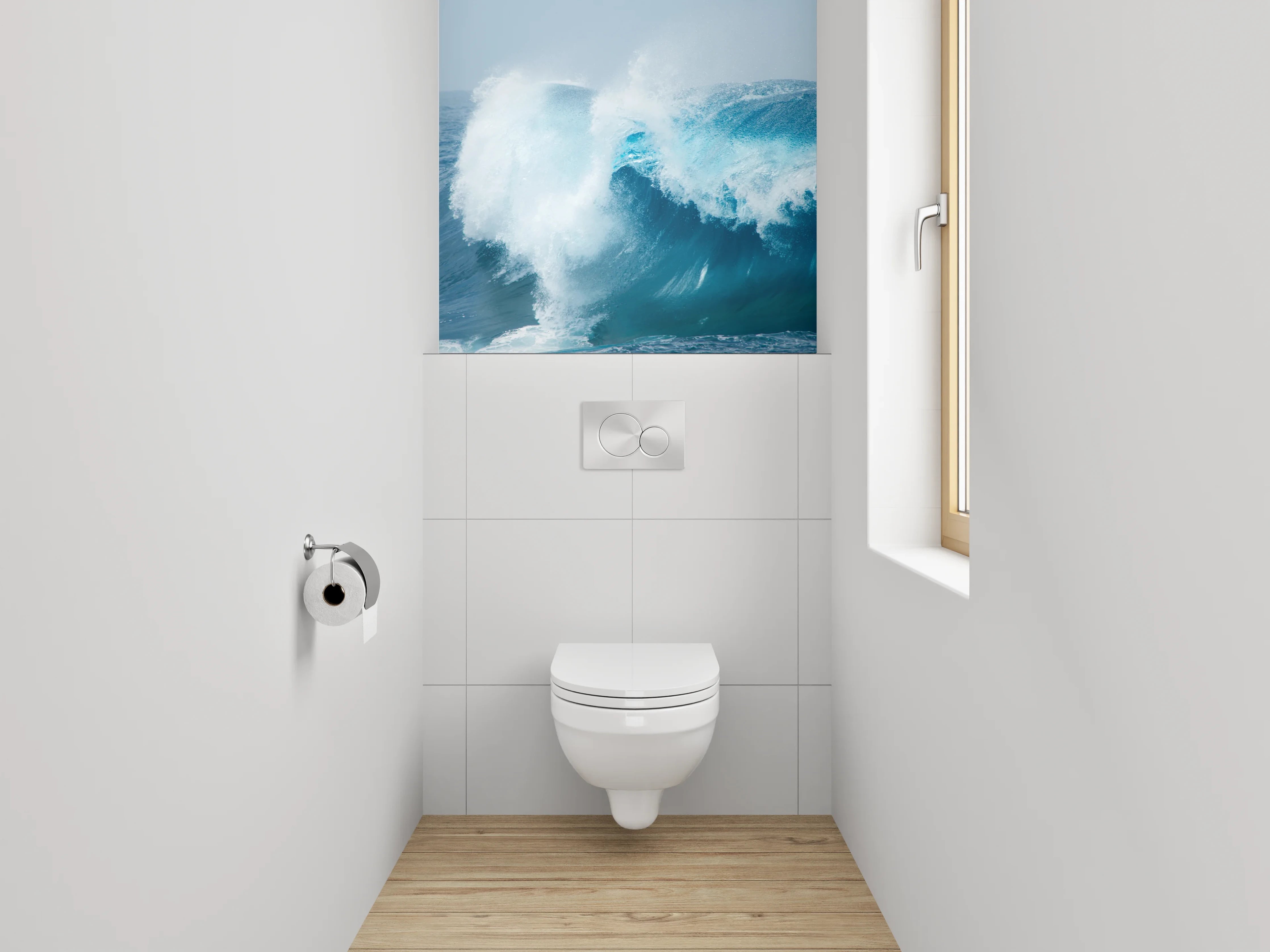 WC-Rückwand - Kraftvolle Ozeanwelle
