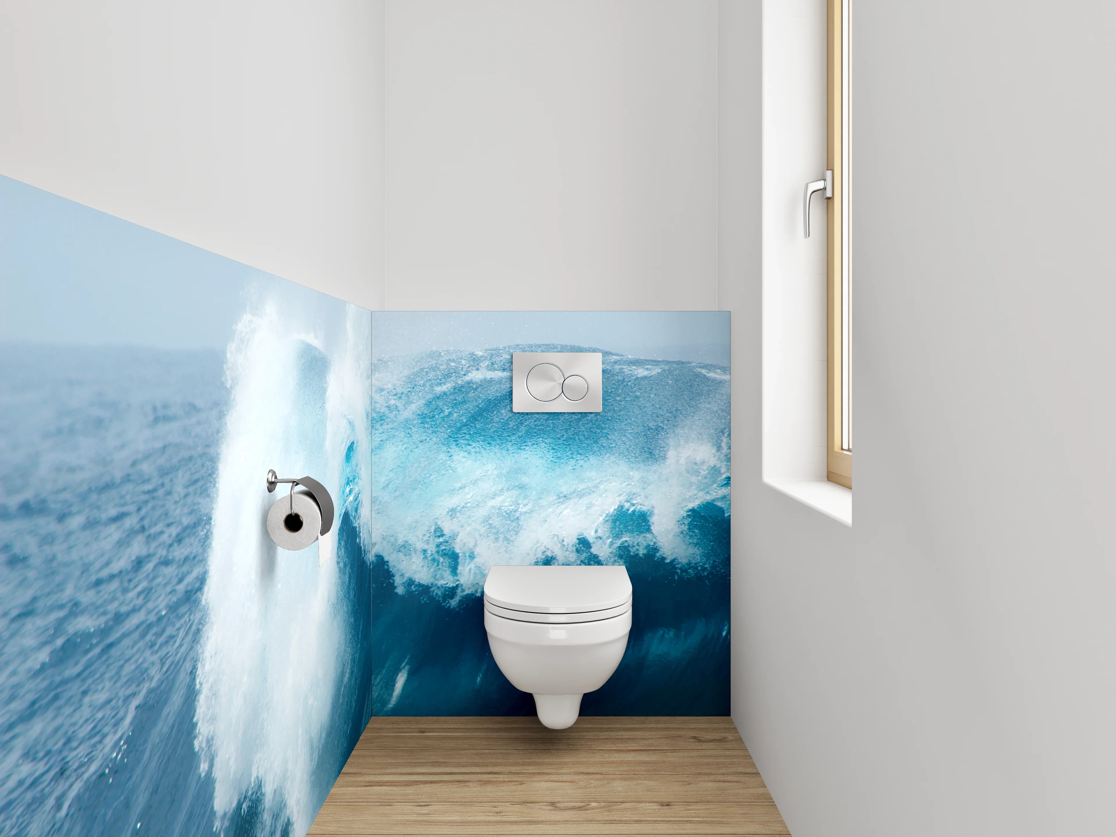 WC-Rückwand - Kraftvolle Ozeanwelle