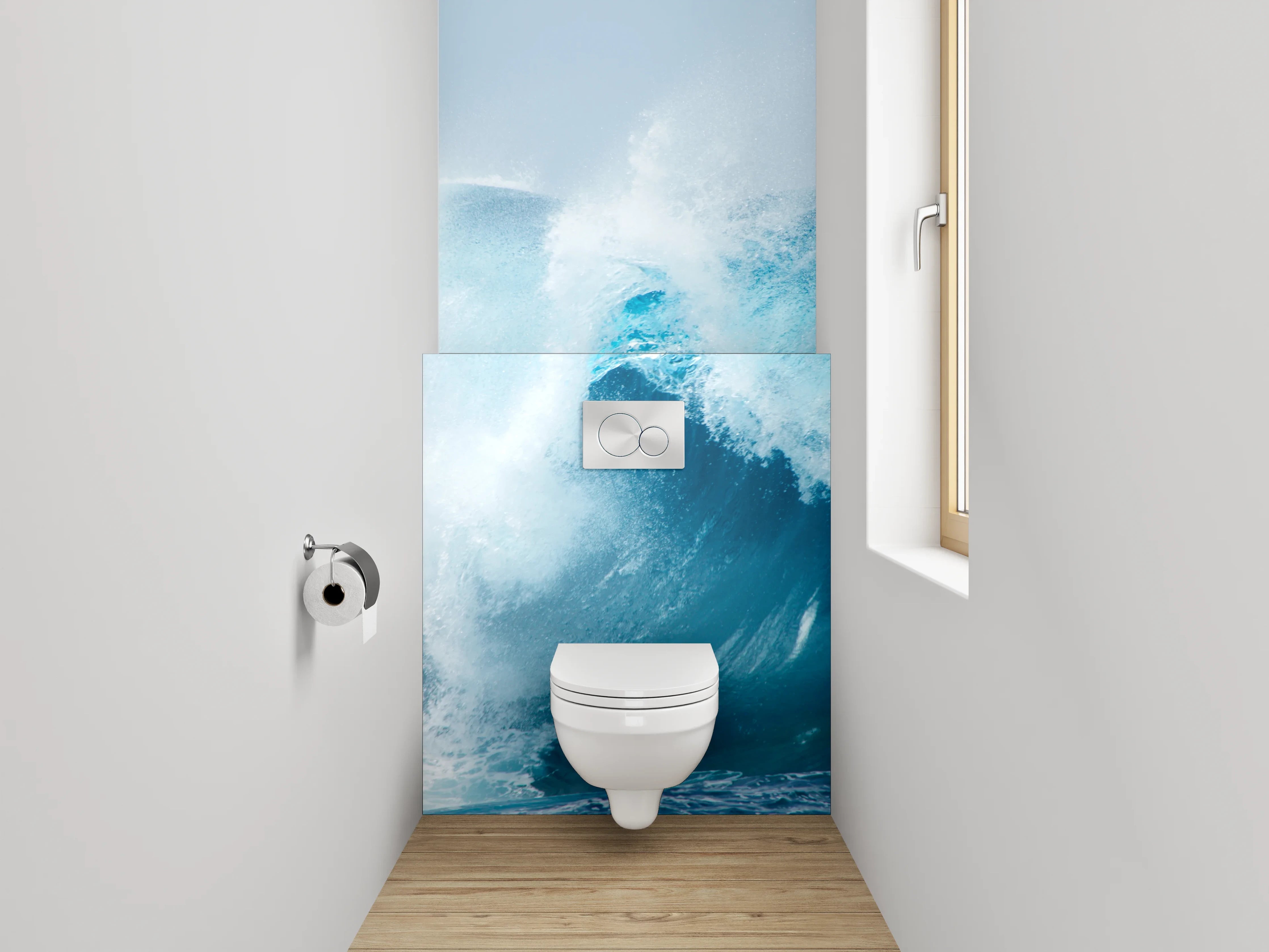 WC-Rückwand - Kraftvolle Ozeanwelle